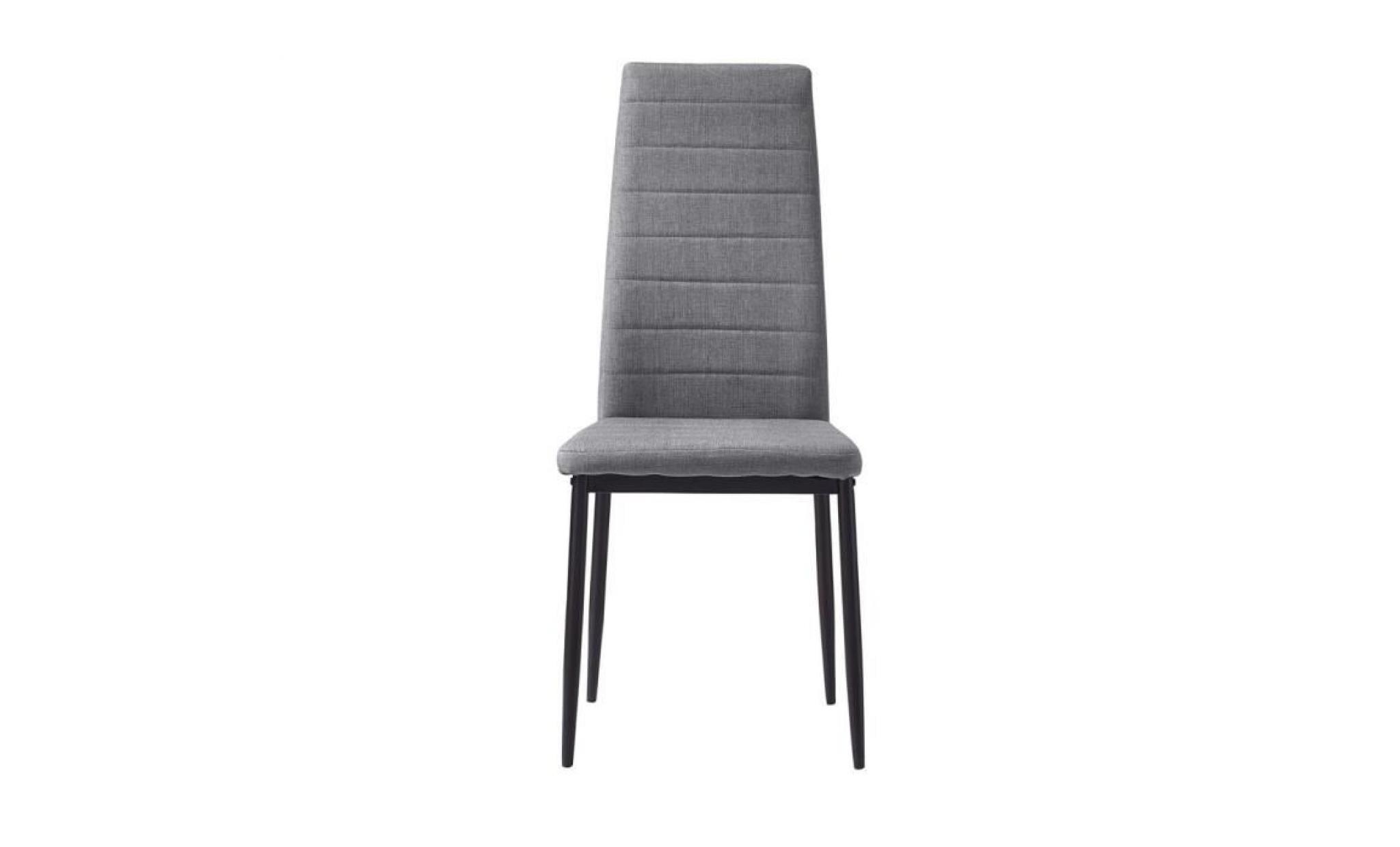 laureate lot de 6 chaises de salle à manger en métal noir   tissu gris chiné   contemporain   l 44 x p 43 cm pas cher