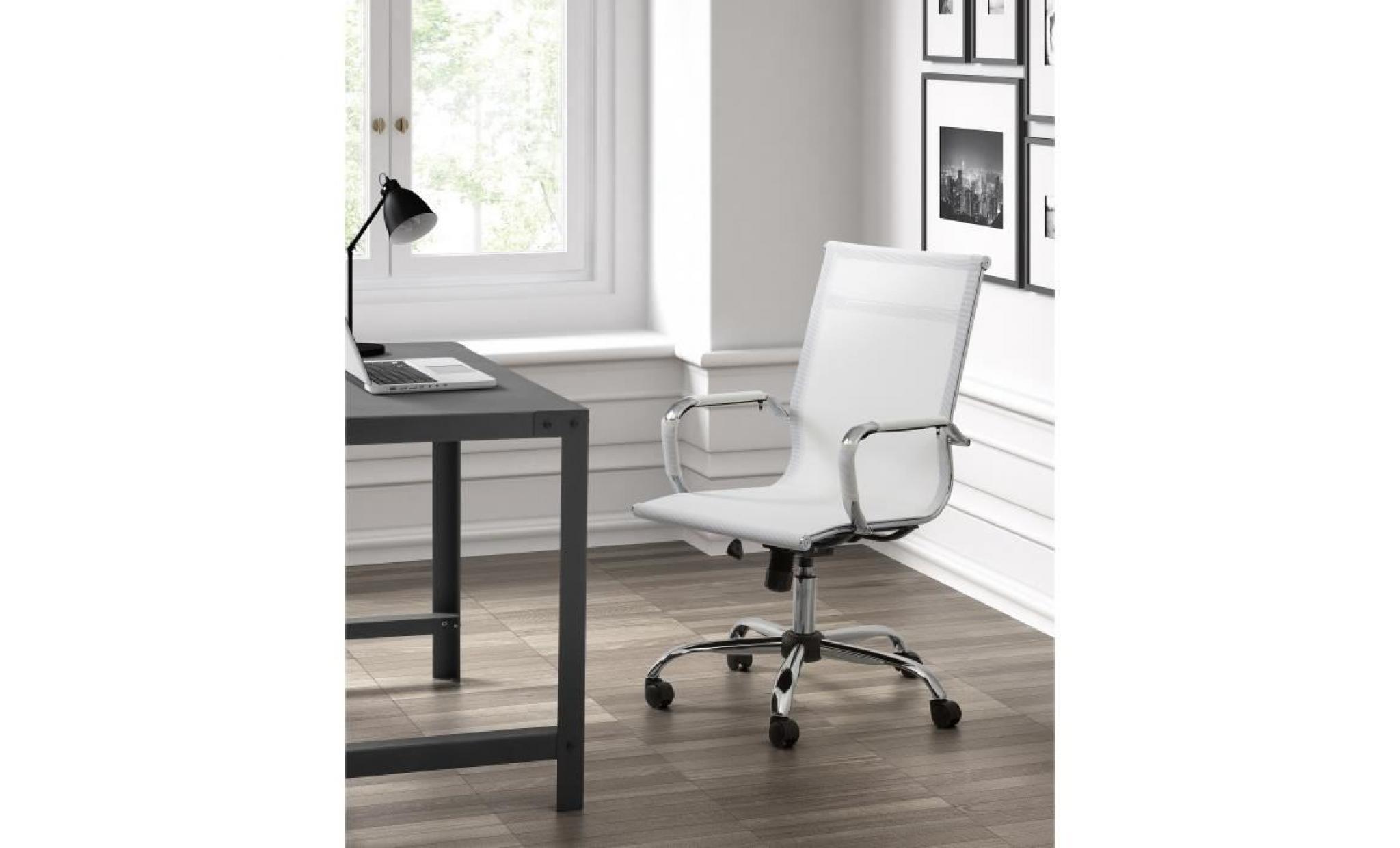 law chaise de bureau   tissu blanc   style contemporain   l 57 x p 77 cm pas cher