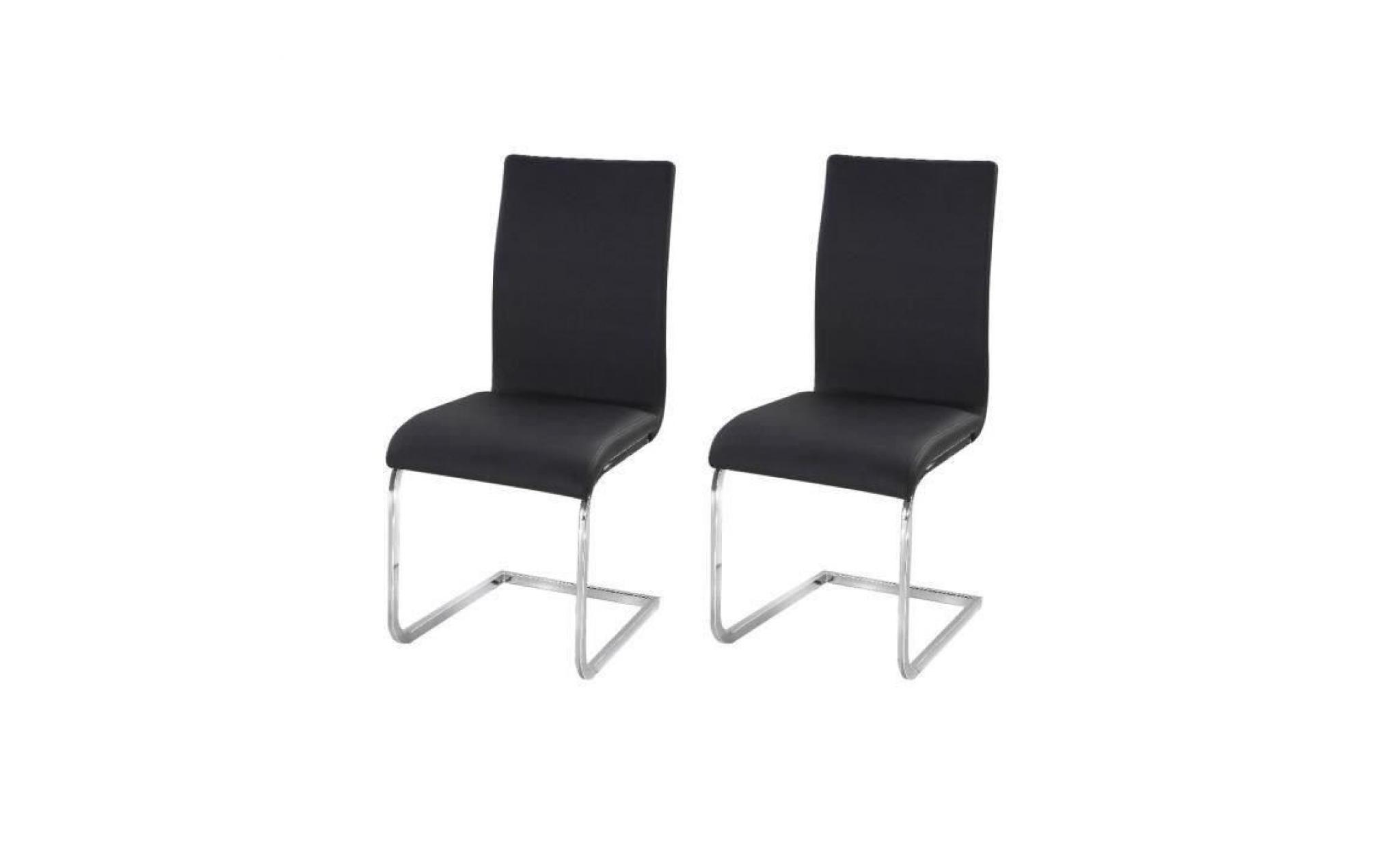 lea lot de 2 chaises de salle à manger   simili noir   contemporain   l 43 x p 56 cm