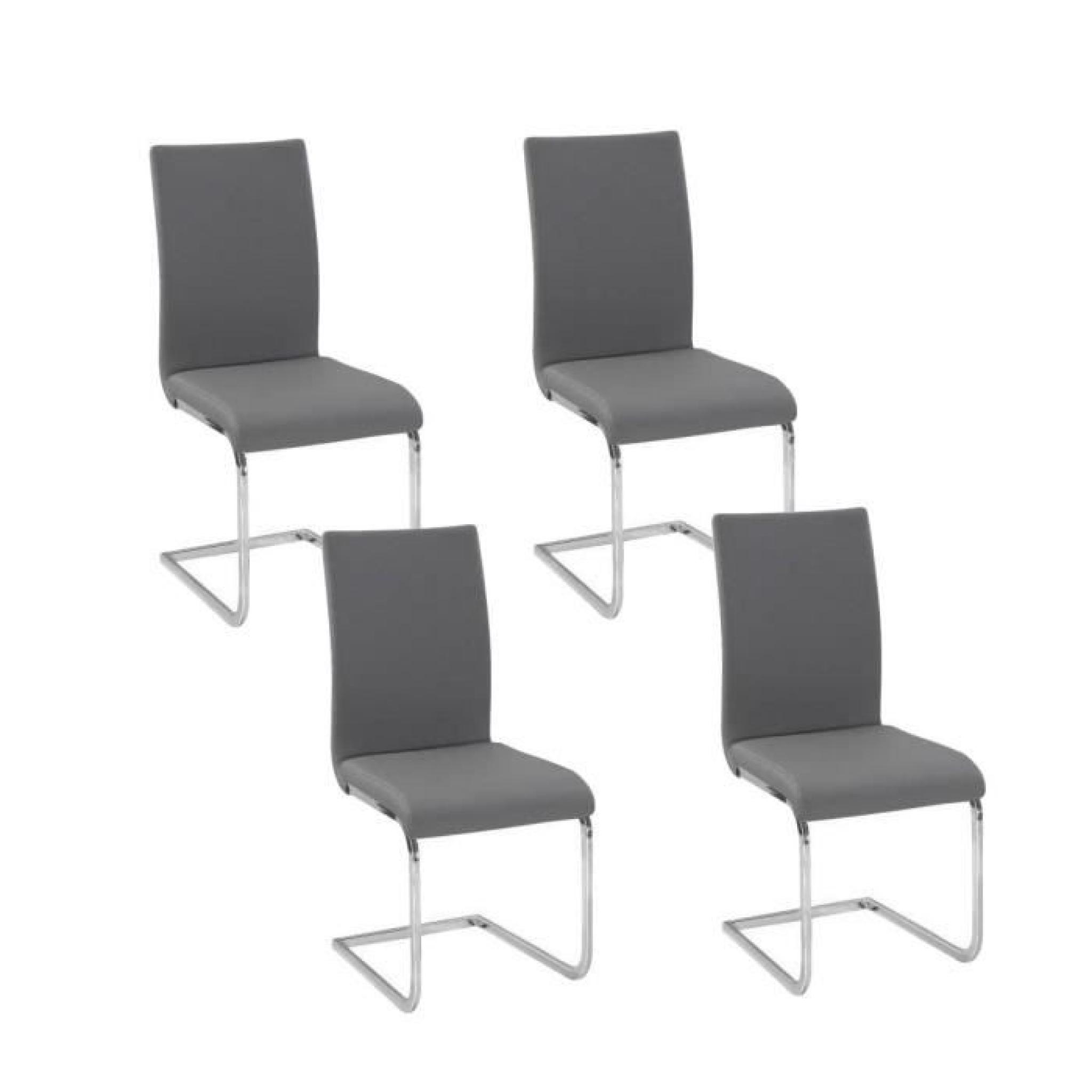 LEA Lot de 4 chaises de salle à manger grises