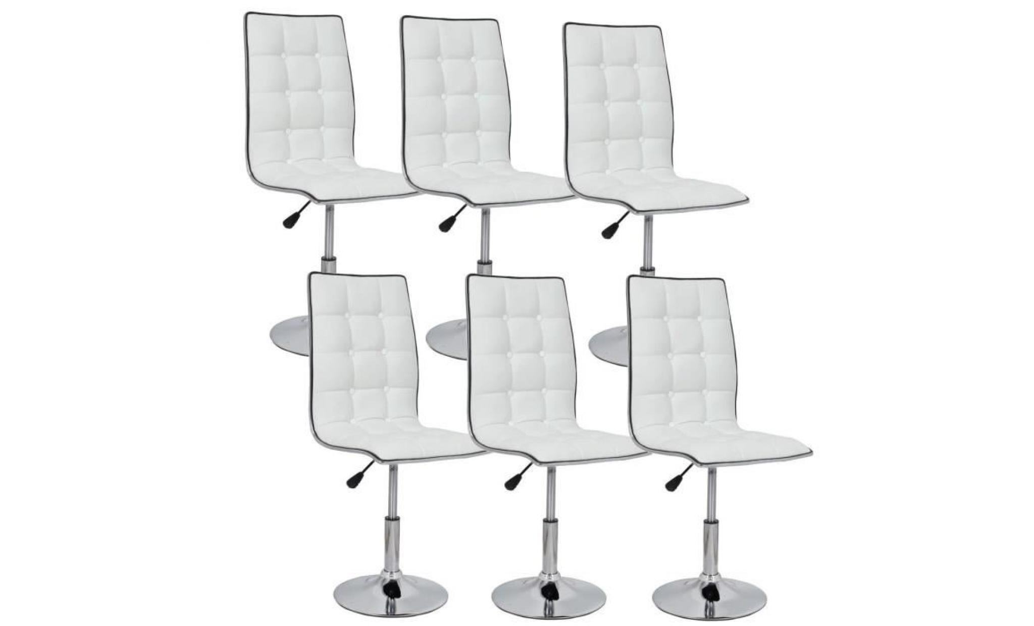LEAF Lot de 6 chaises de salle à manger blanches
