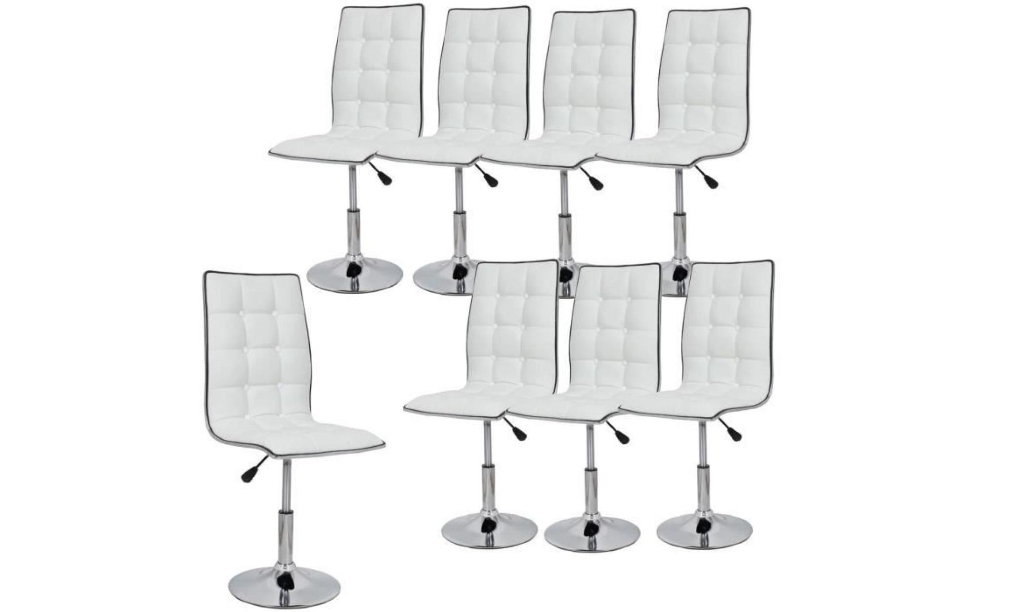 LEAF Lot de 8 chaises de salle à manger blanches