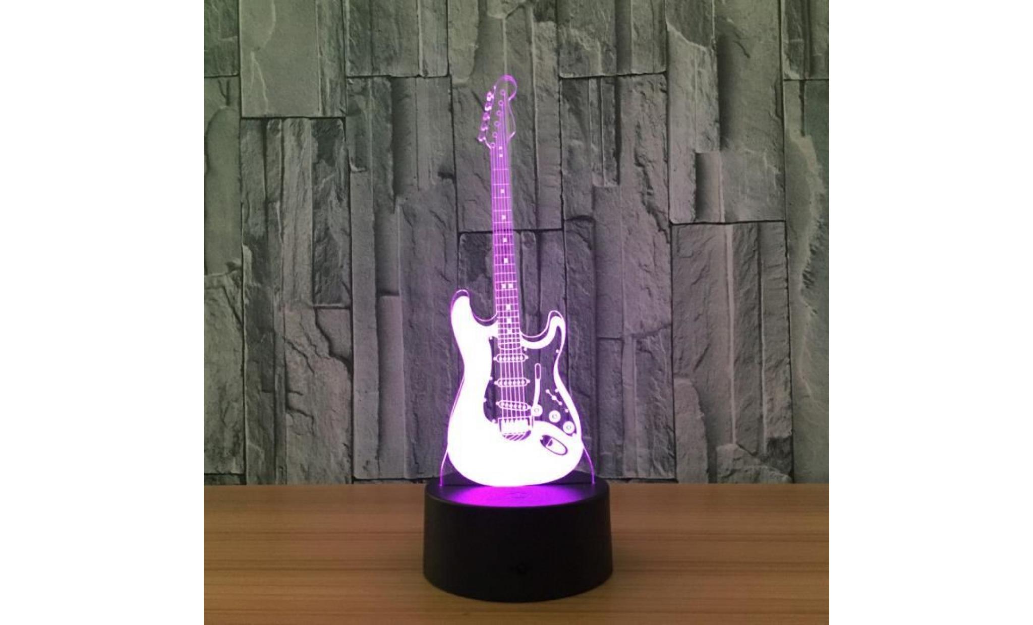 led 3d guitar night light 7 couleur table lampe de bureau à touche cadeau de noël em1166