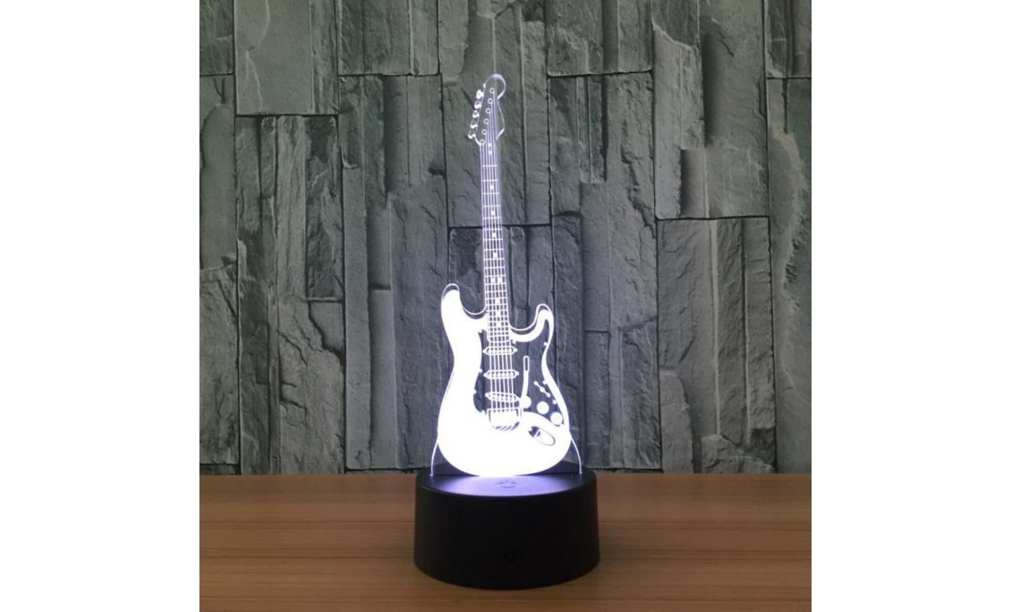 led 3d guitar night light 7 couleur table lampe de bureau à touche cadeau de noël em1166 pas cher