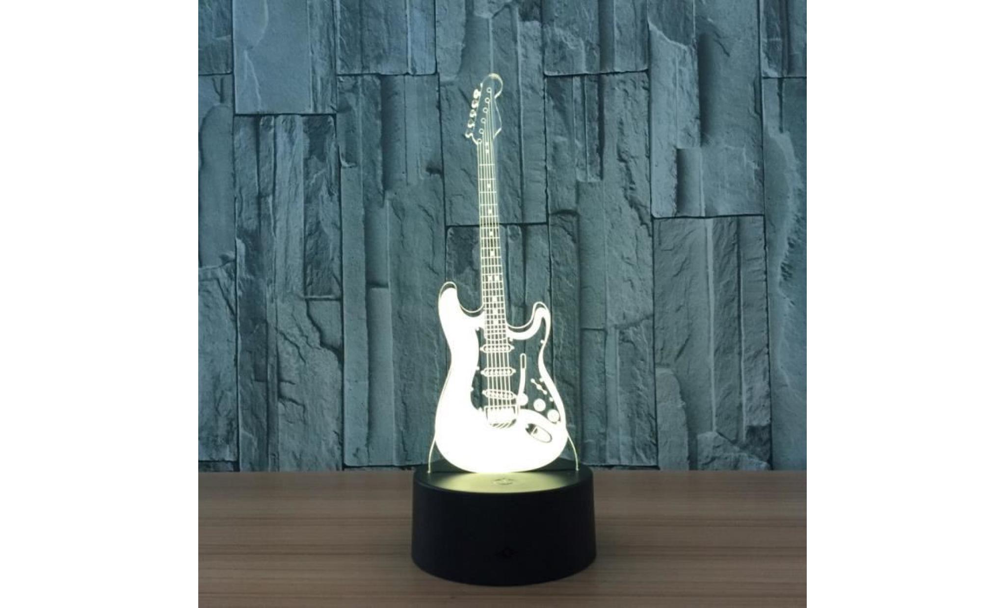 led 3d guitar night light 7 couleur table lampe de bureau à touche cadeau de noël em1166 pas cher