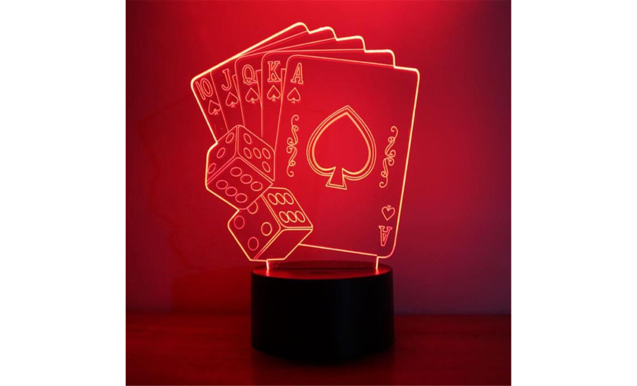 led card poker 3d night light lampes illusion optique 3d 7 couleurs pour la maison hjn2167 pas cher