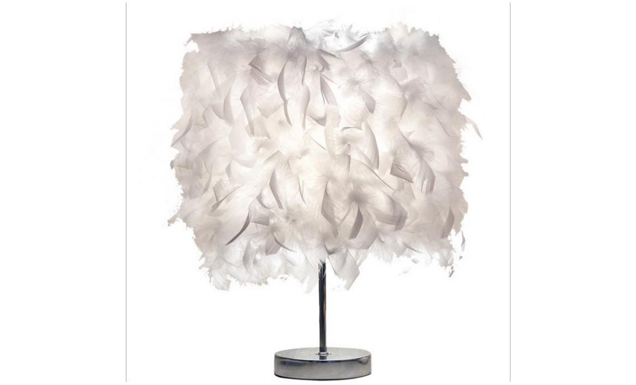 led créative lampe de table chevet veilleuse plume blanche décor maison hôtel