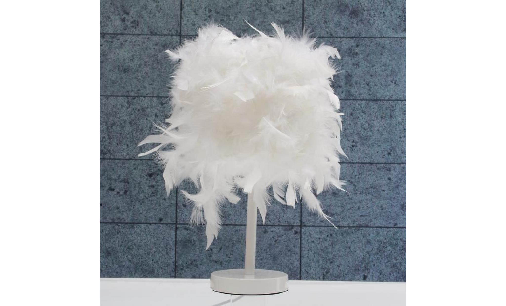 led créative lampe de table chevet veilleuse plume blanche décor maison hôtel pas cher