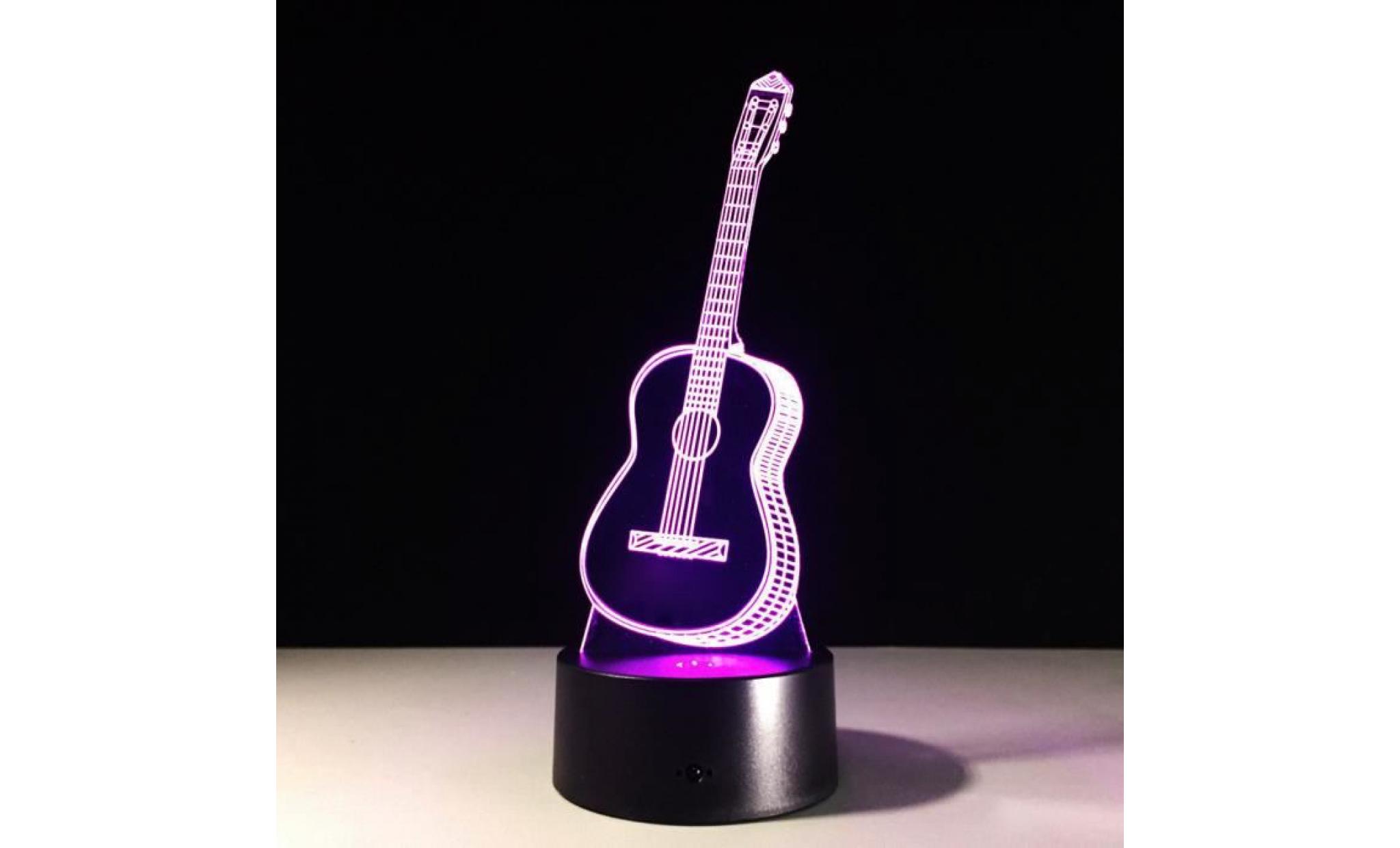 led guitar ukulele 3d night light 7 couleurs table lampe de bureau à touche cadeau de noël zsd481 pas cher