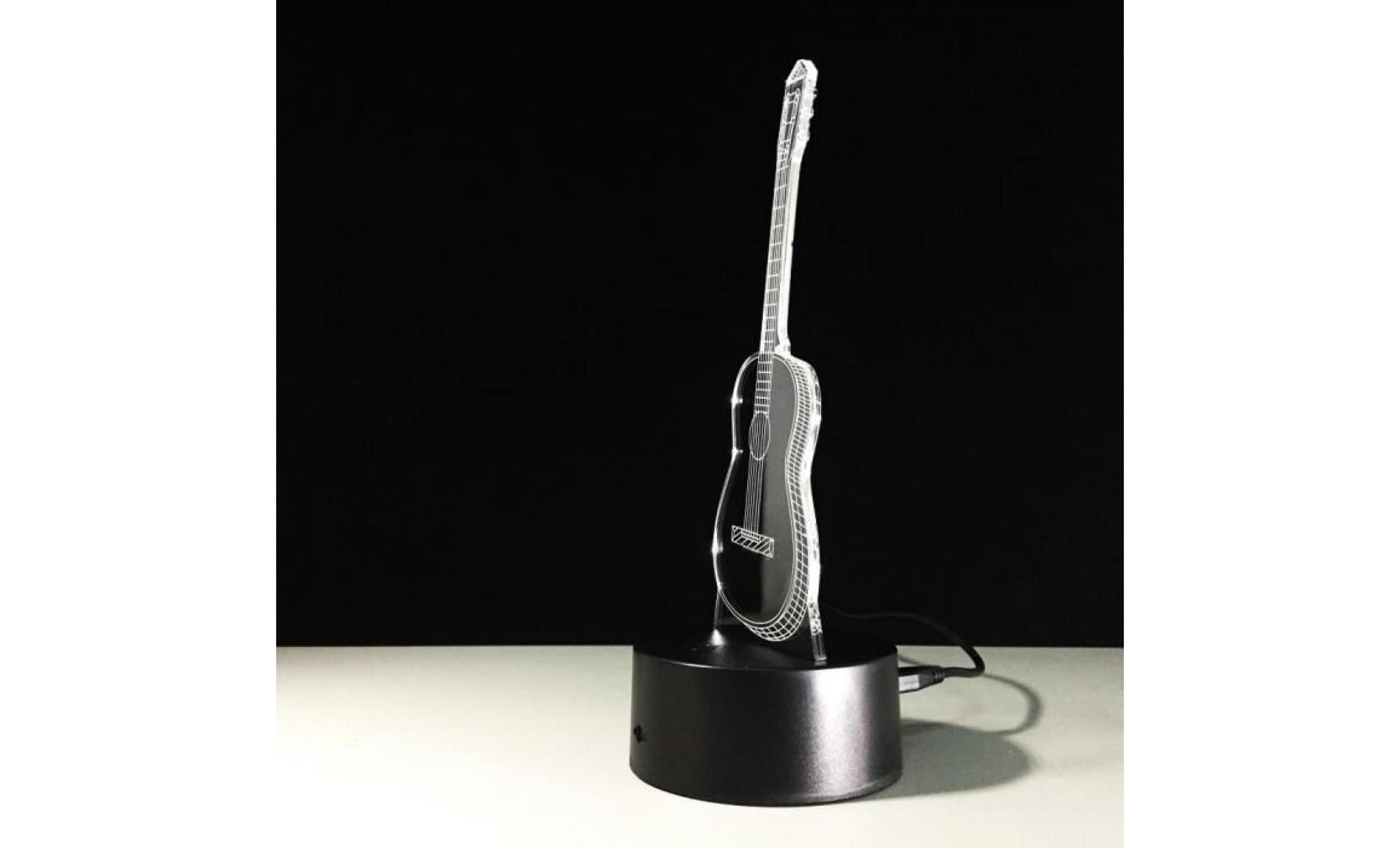 led guitar ukulele 3d night light 7 couleurs table lampe de bureau à touche cadeau de noël ond4668 pas cher