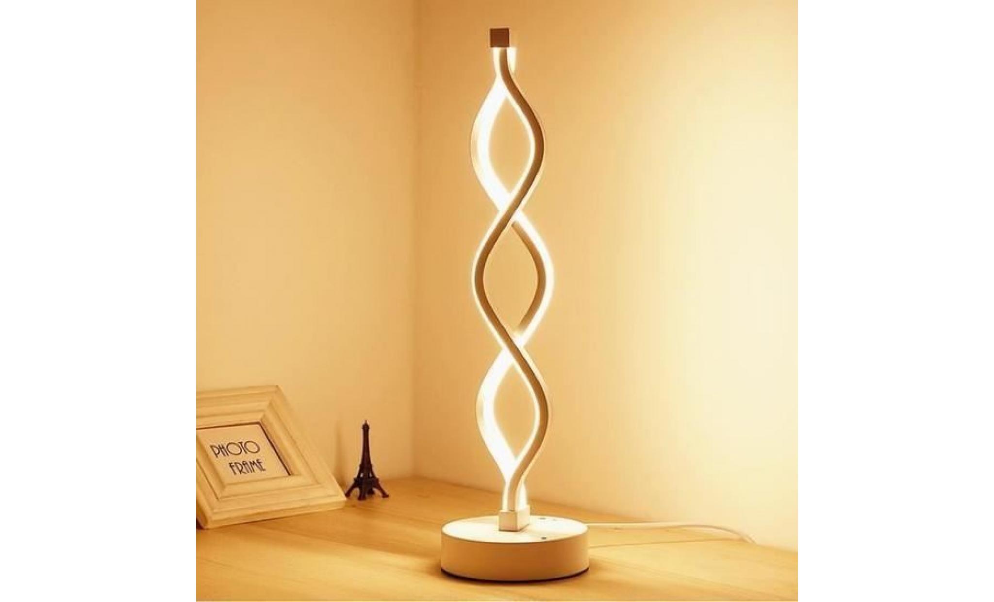 led lampe de bureau 12w blanc chaud dimming double spirale incurvée lampe de table led design minimaliste creative
