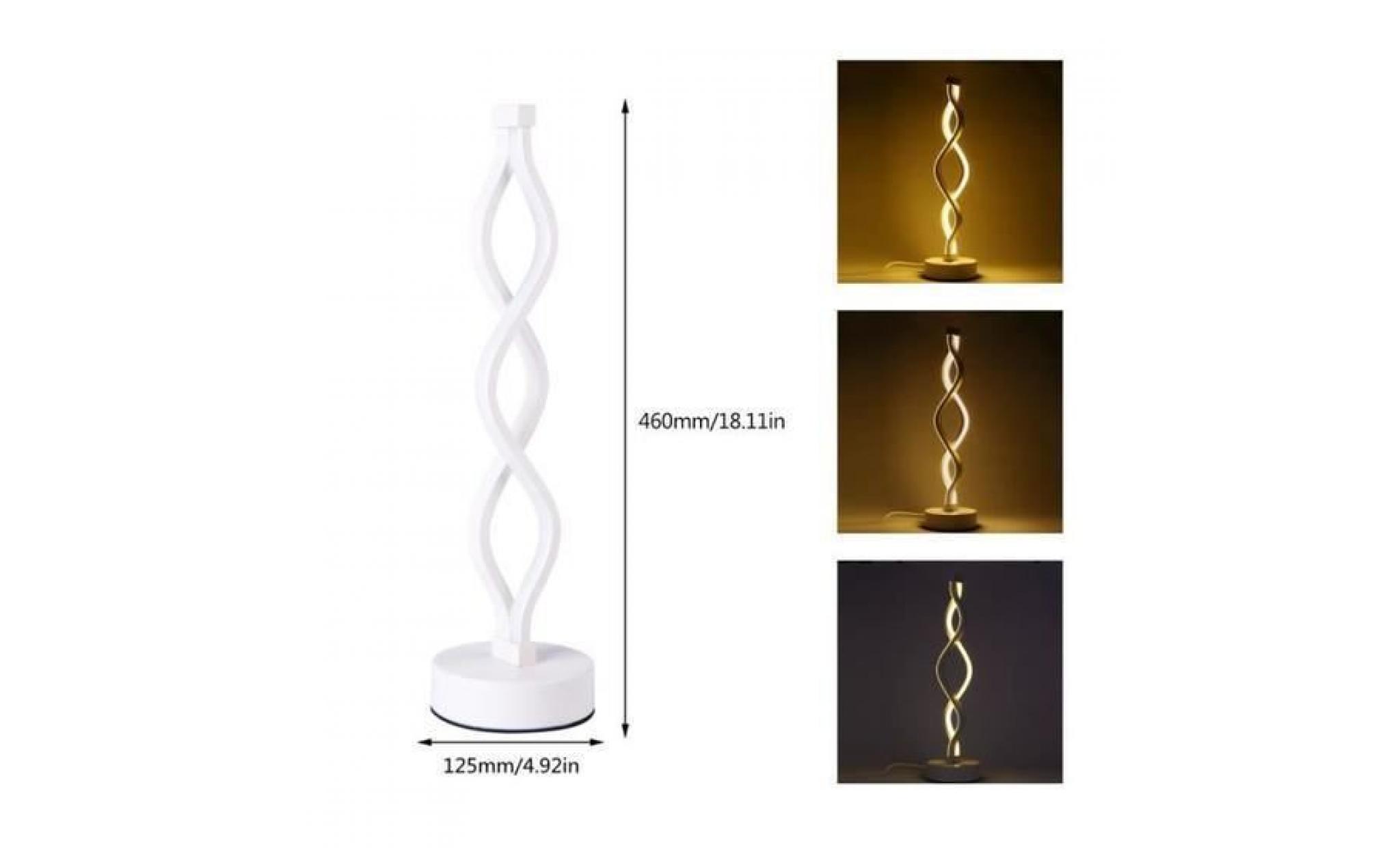 led lampe de bureau 12w blanc chaud dimming double spirale incurvée lampe de table led design minimaliste creative pas cher