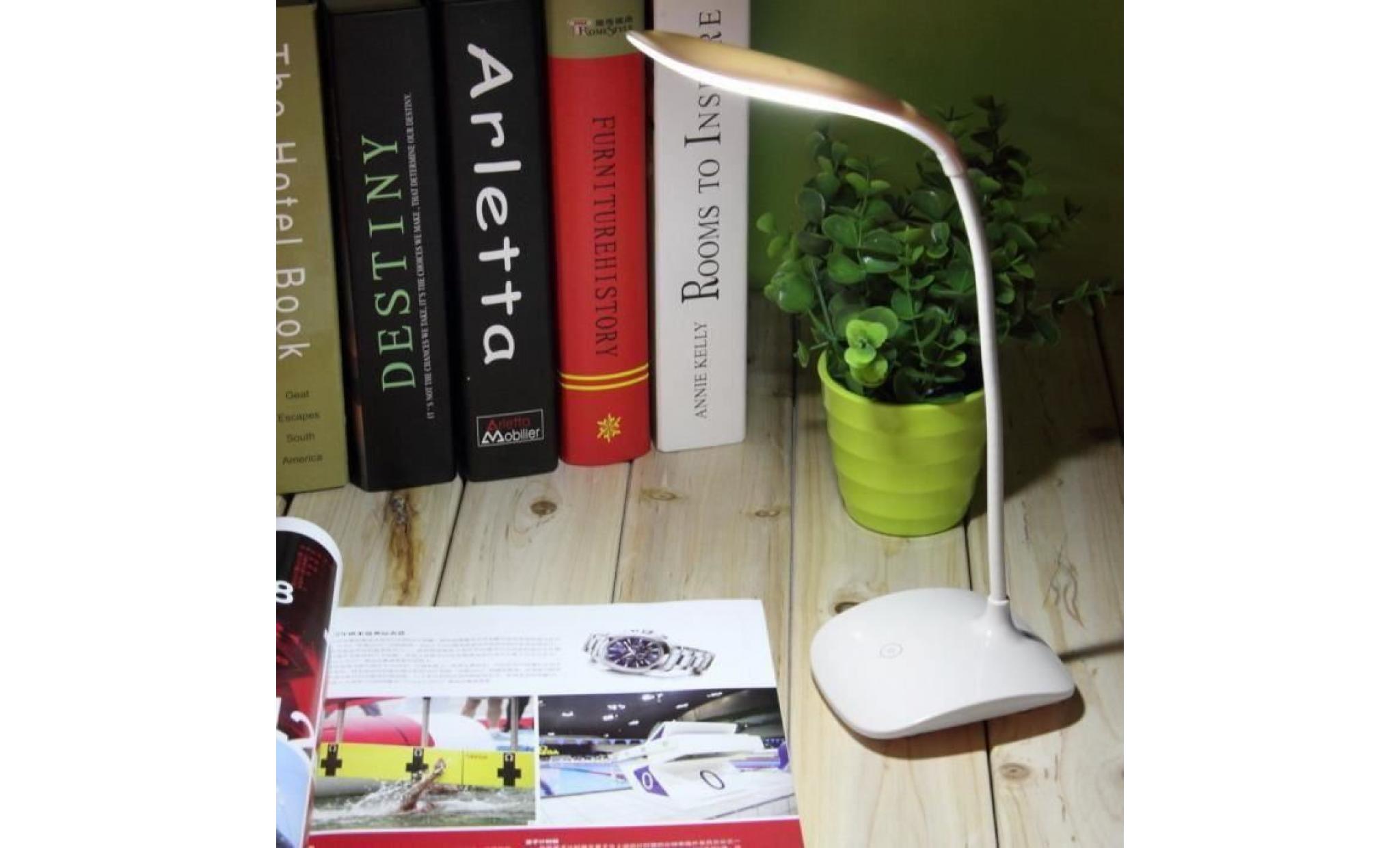 led lampe de bureau lecture 3 niveaux de luminosité blanc rechargeable flexible pas cher