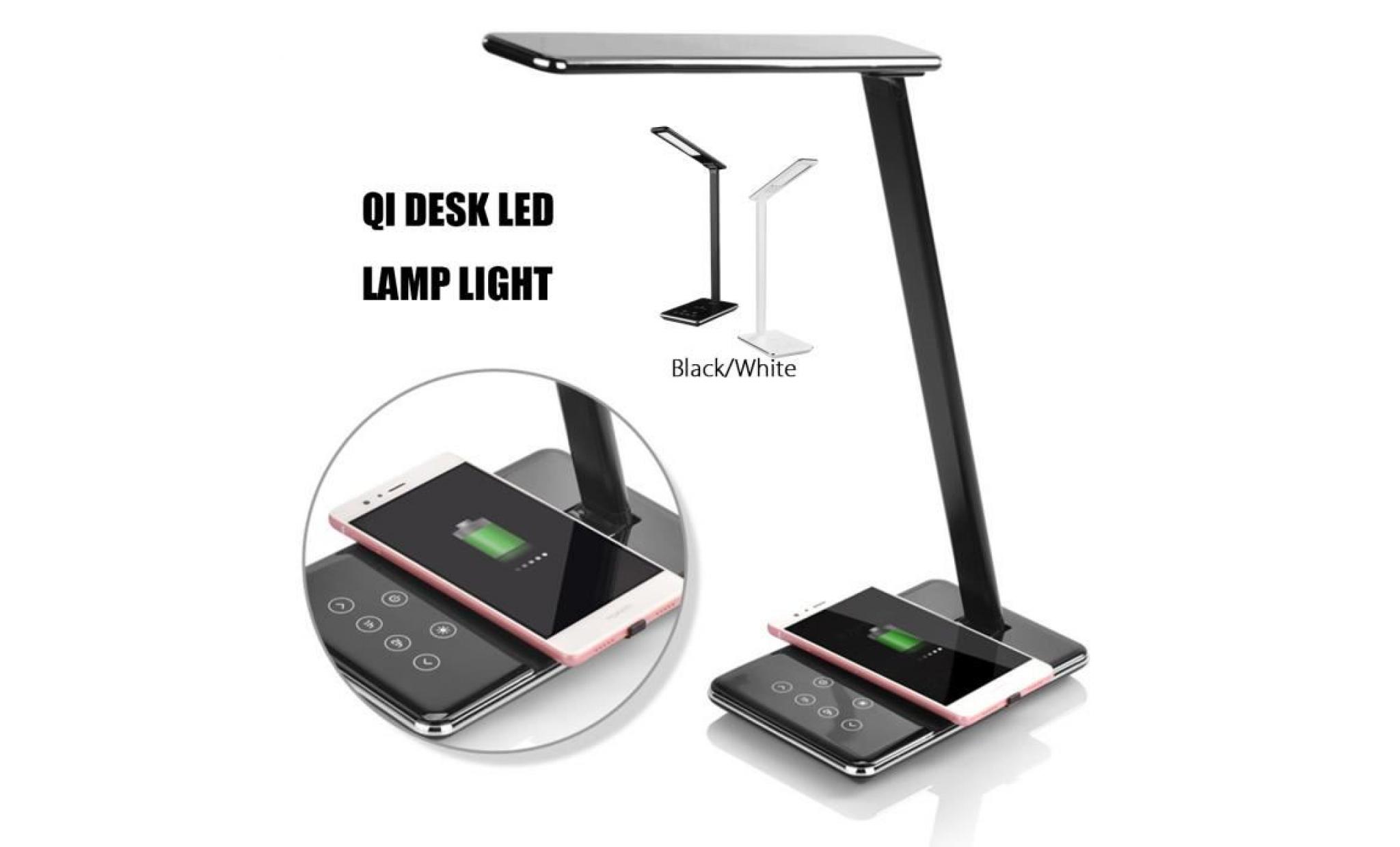 led lampe table tactile pliable veilleuse & qi sans fil chargeur usb pr iphone x noir us prise