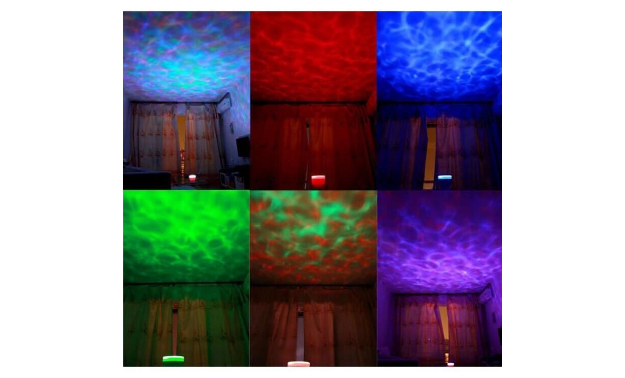 led night light projector romantique ocean multicolore mer vagues daren projecteur lampe mini enceinte pas cher