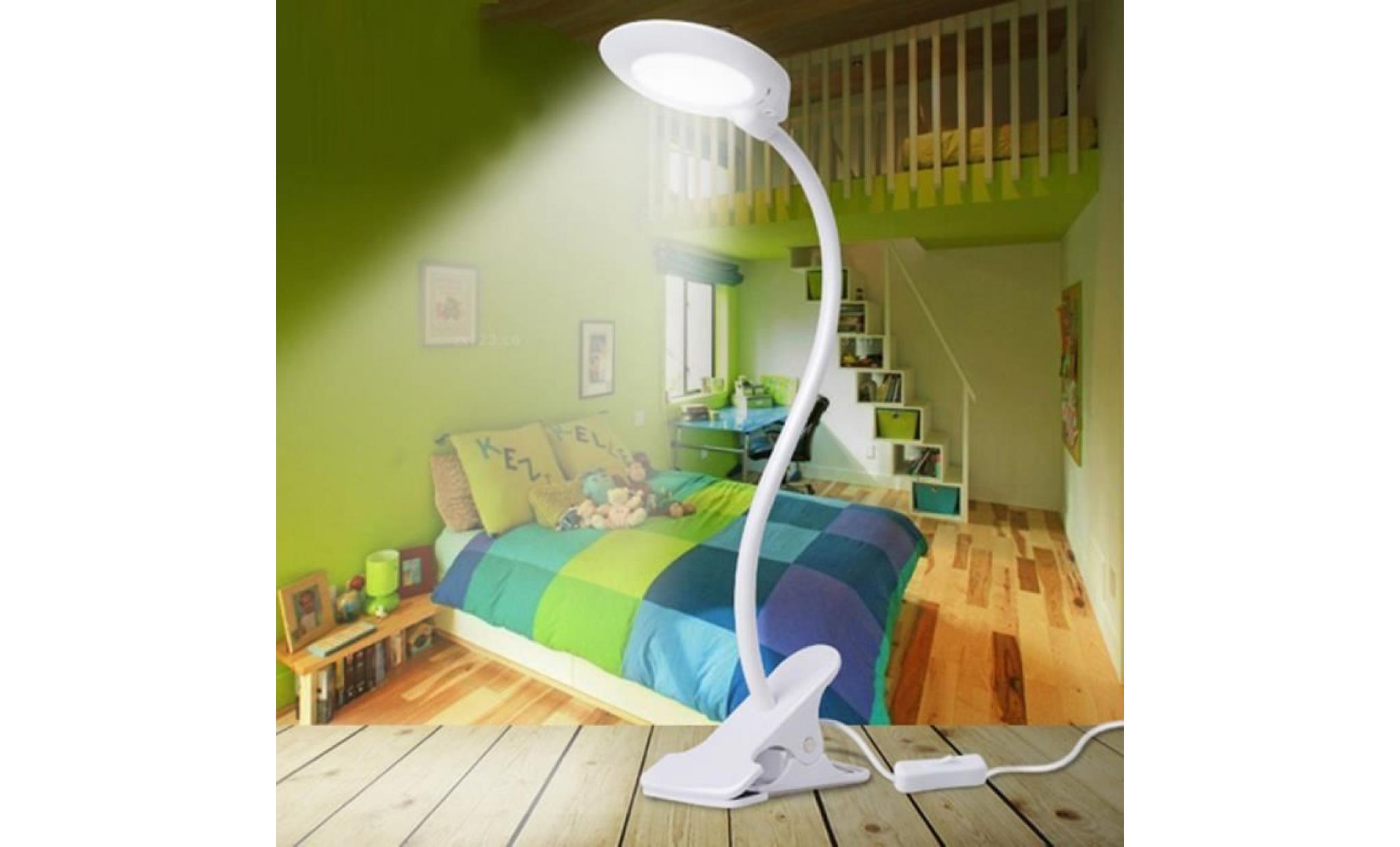 led usb réglable lampe de lecture à pince clamp lamp de lit table de bureau  3 niveaux de luminosité au choix, protection des yeux