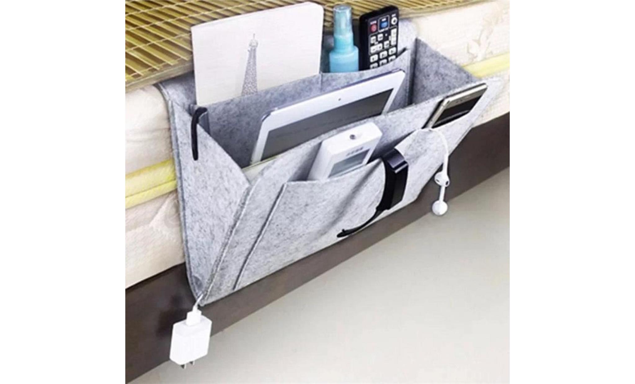 leegoal sac de rangement mural multifonctionnel pour lit (gris clair, feutre) pas cher