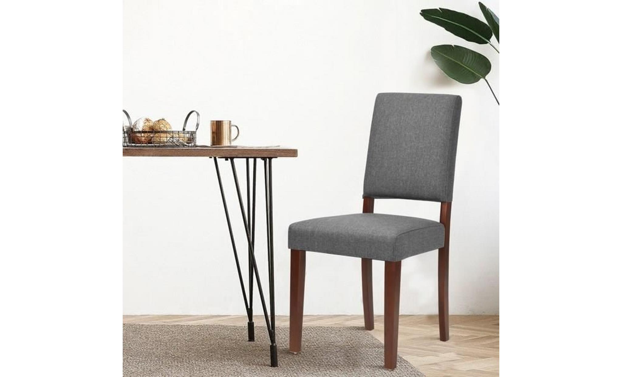 leeston lot de 2 chaises de salle à manger   simili gris foncé   classique   l 50 x p 56 cm pas cher