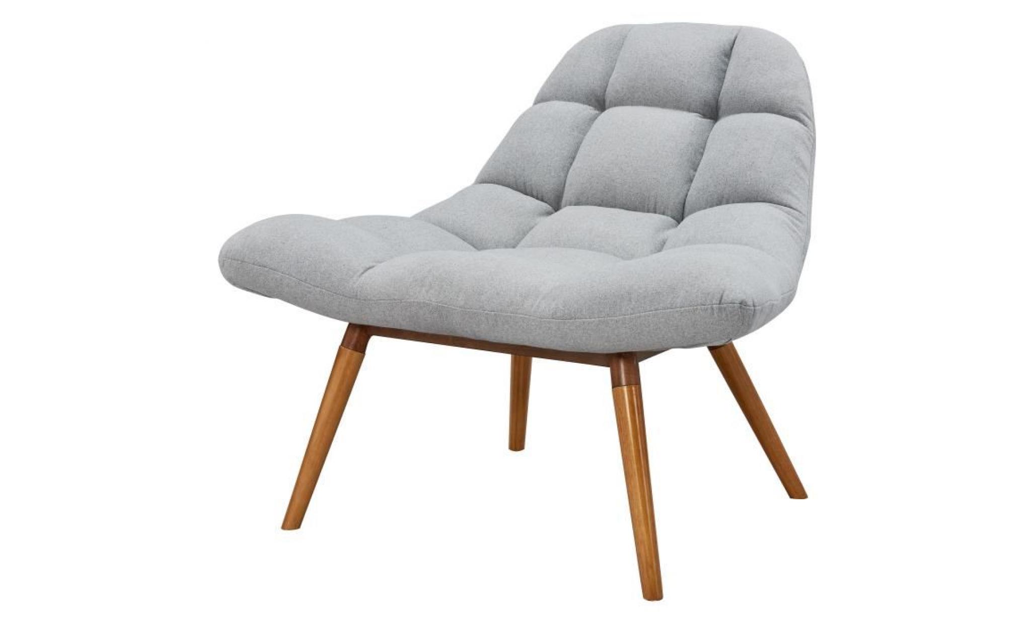 lena fauteuil en tissu gris clair + pieds bois   scandinave   l 117 x p 92 cm