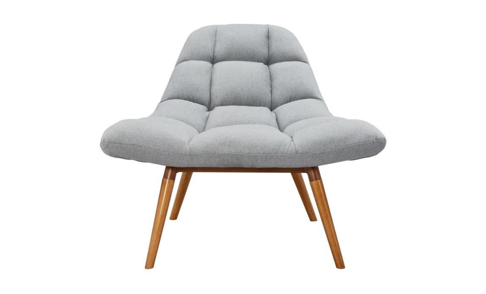 lena fauteuil en tissu gris clair + pieds bois   scandinave   l 117 x p 92 cm pas cher