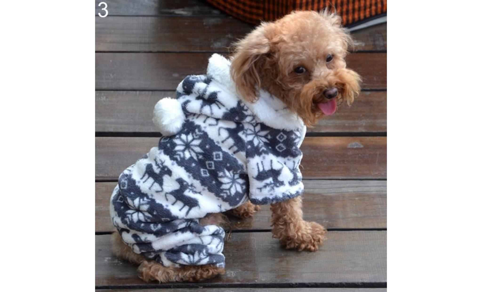 léopard imprimé flocon de neige pyjama chiot à capuche combinaison chien vêtements chat gris s (pls confirmer la taille)