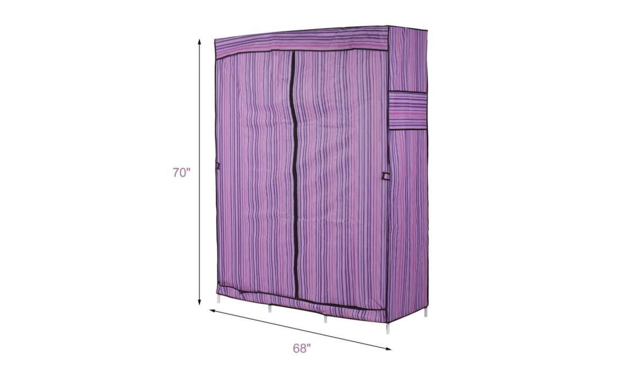 leshp armoire de chambre diy style contemporain en tissu métall   violet   l pas cher