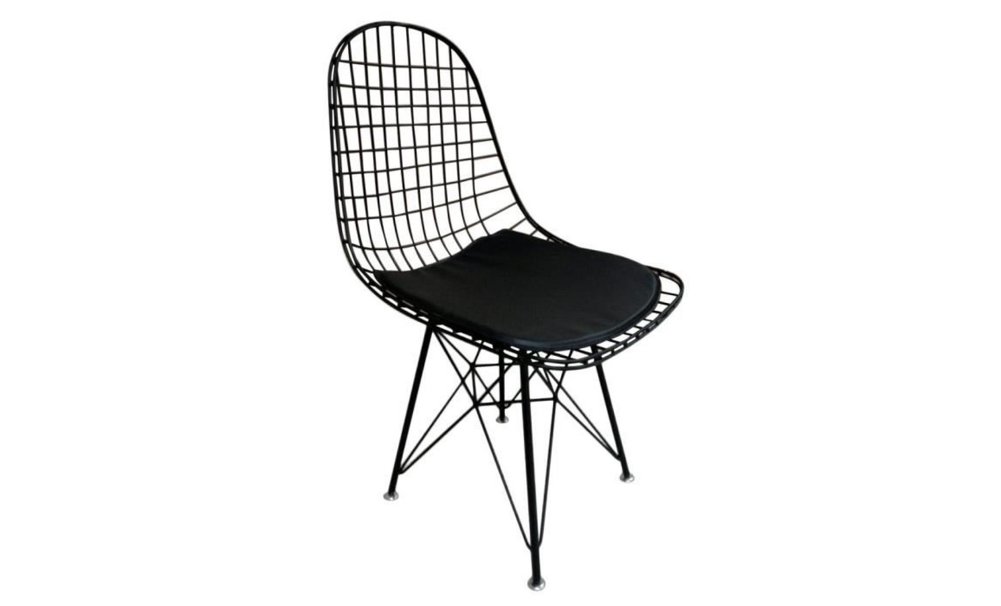 leshp chaise de salle à manger design scandinave style industriel   noir