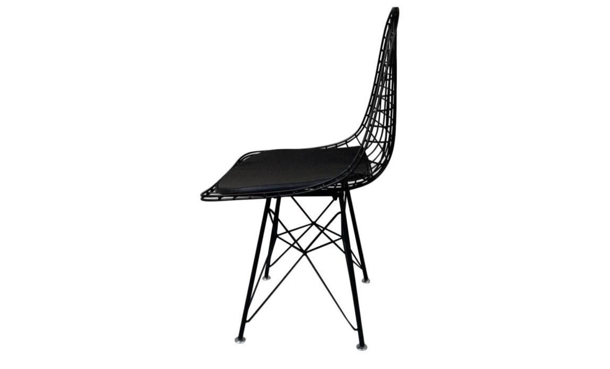 leshp chaise de salle à manger design scandinave style industriel   noir pas cher