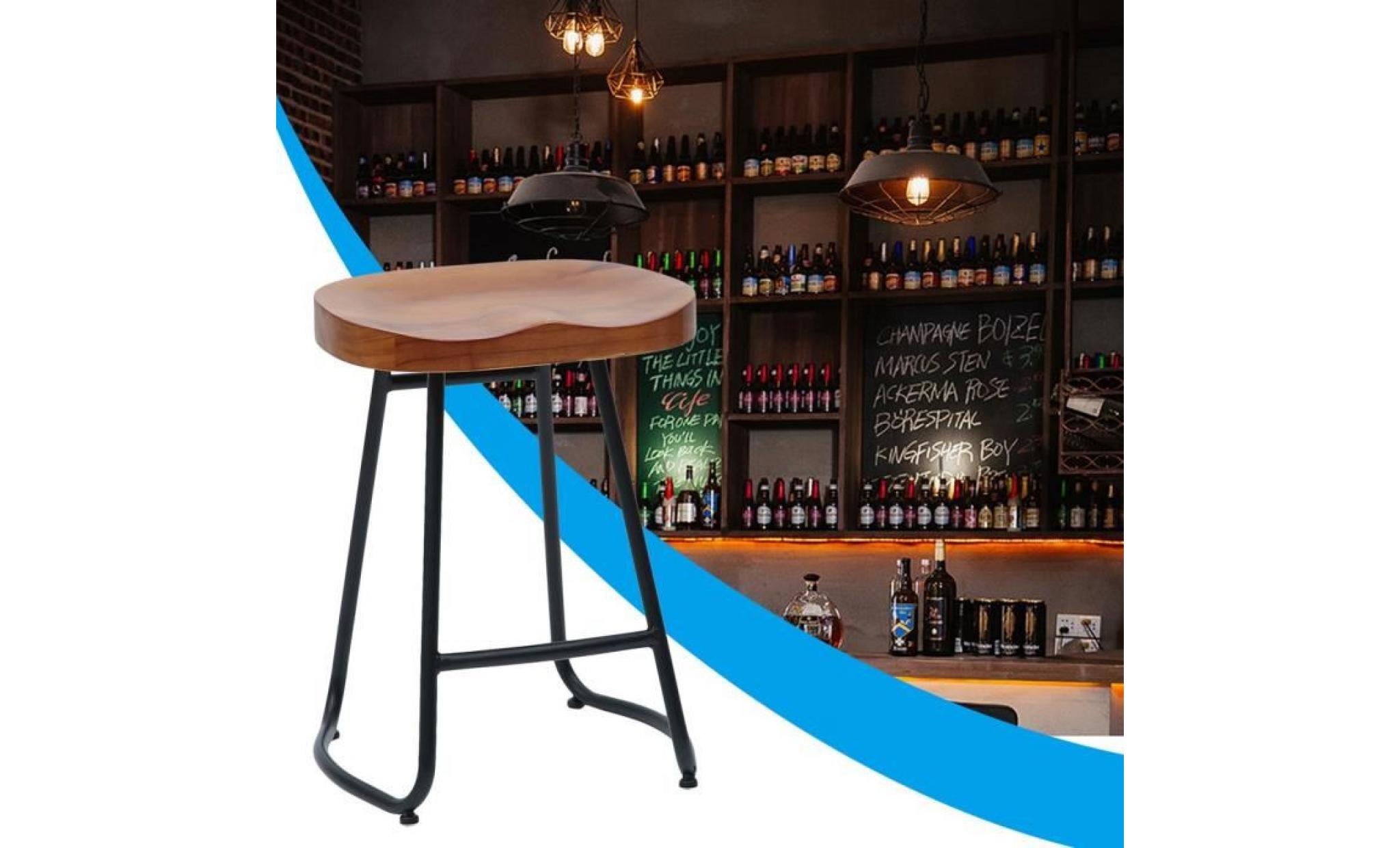 leshp® 1pc tabouret de bar en bois style vintage rustique industriel capacité charge 100kg chaise à manger 35*31*55cm