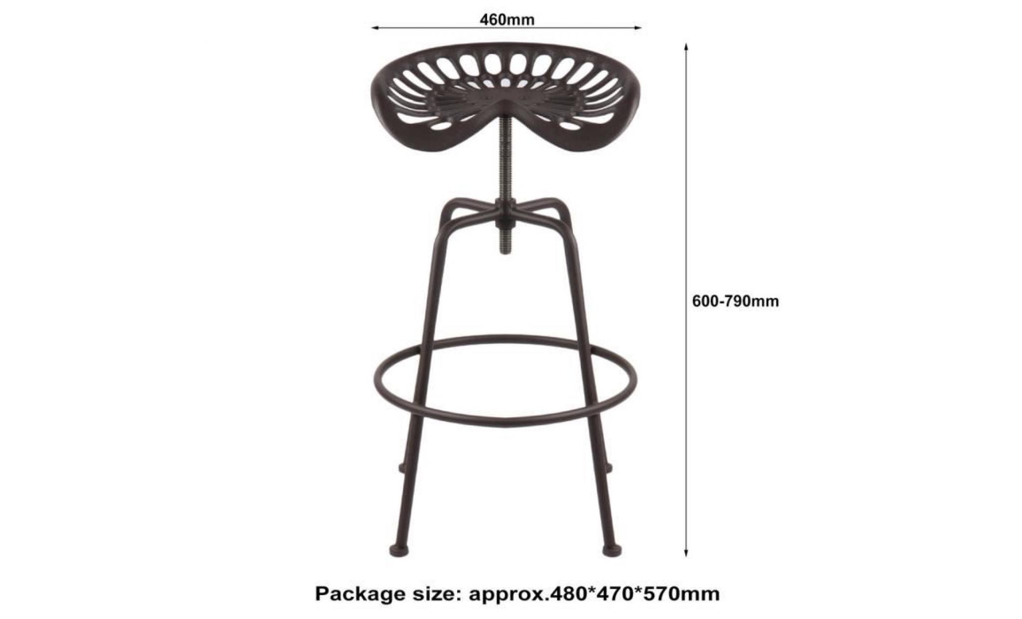 leshp® 2 pcs tractor chaise tabouret hauteur réglable design industriel bar couleur de cuivre pas cher