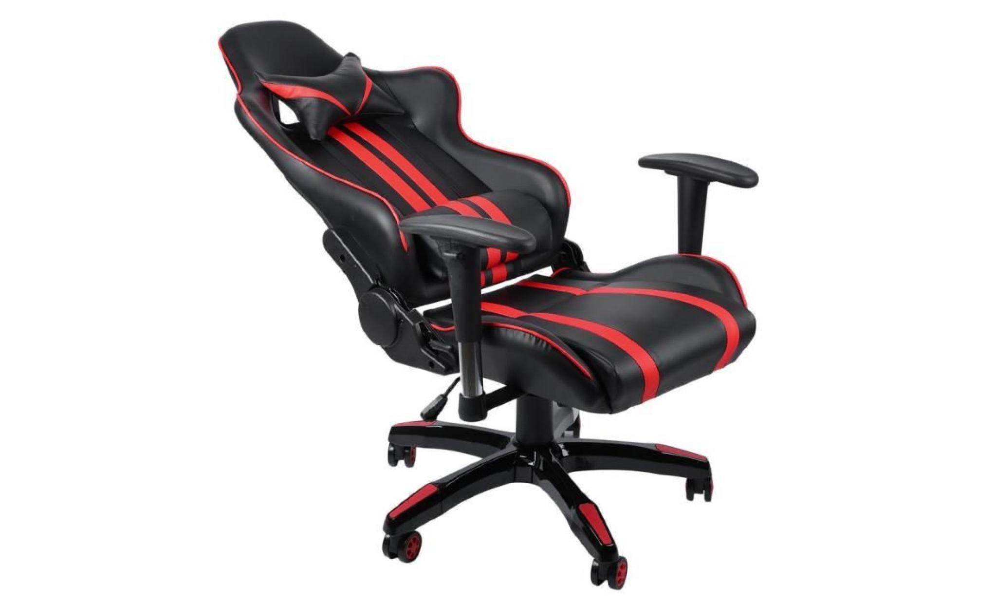 leshp® 2018 fauteuil joueur ergonomique chaise de jeu avec pivot d'appui tête à 150 ° mélange de couleurs cuir pu & métal pas cher