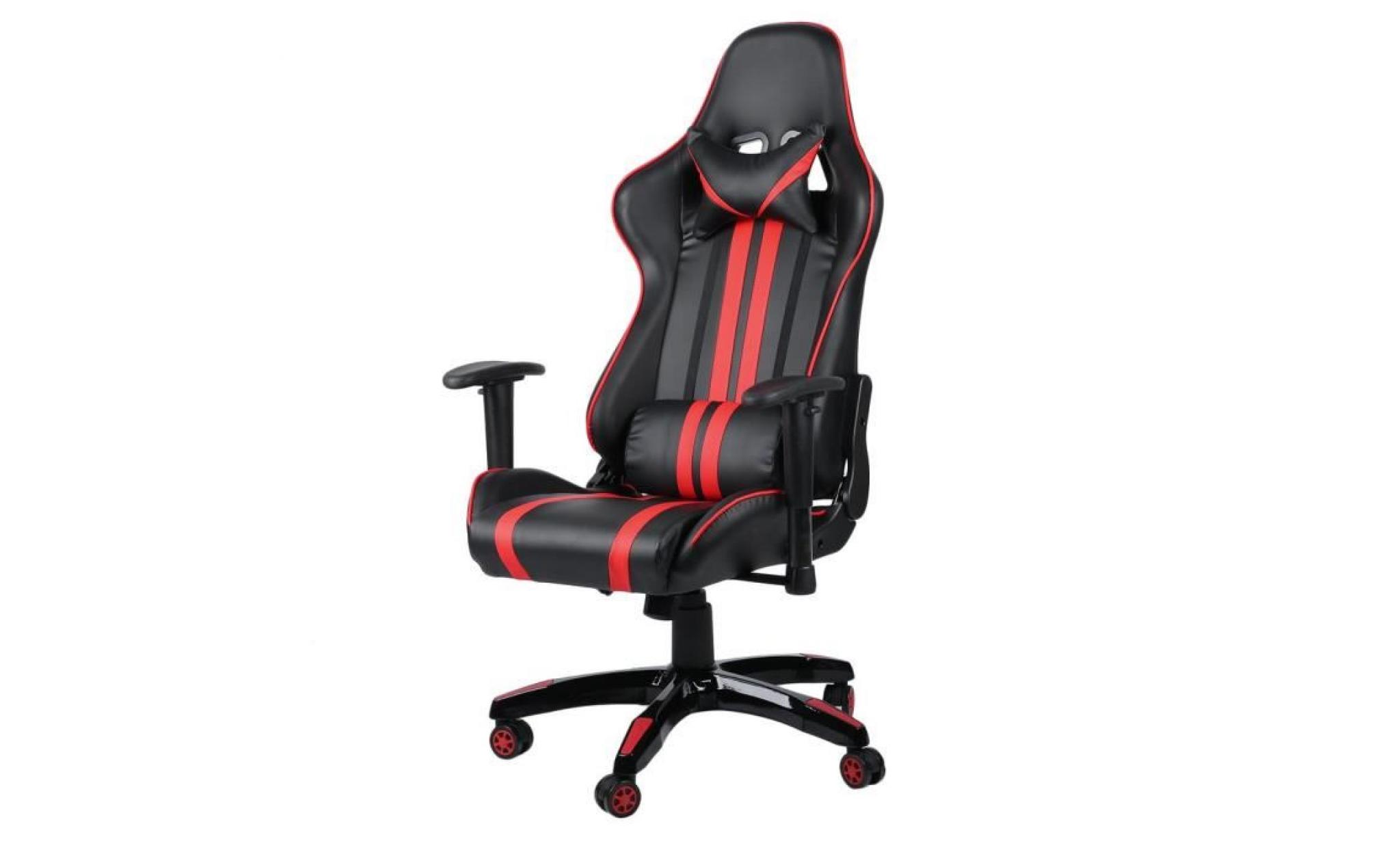 leshp® 2018 siège gaming fauteuil gamer chaise de jeu de bureau roues 360° rotation siège pu rouge et noir