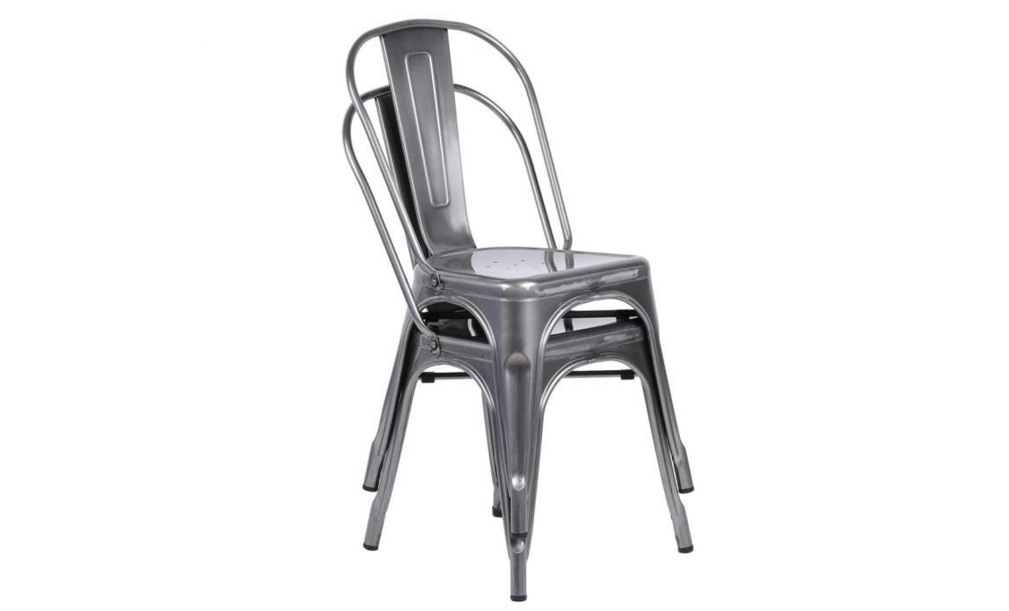 leshp® 🔥2pcs chaises industrielles de salle à manger en métal gris