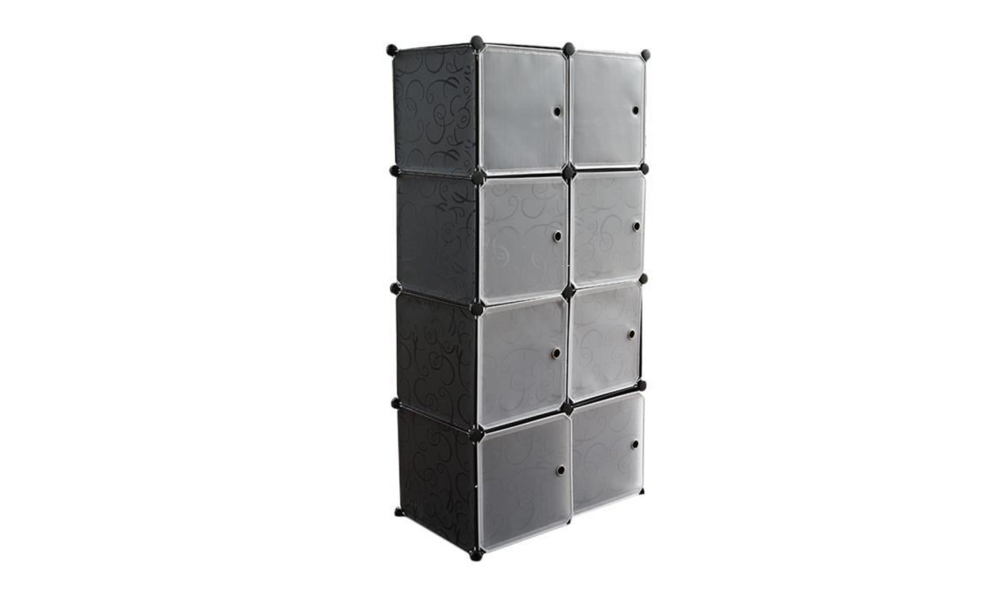 leshp® armoire plastique 8 cubes étagère rangement garde robe pas cher