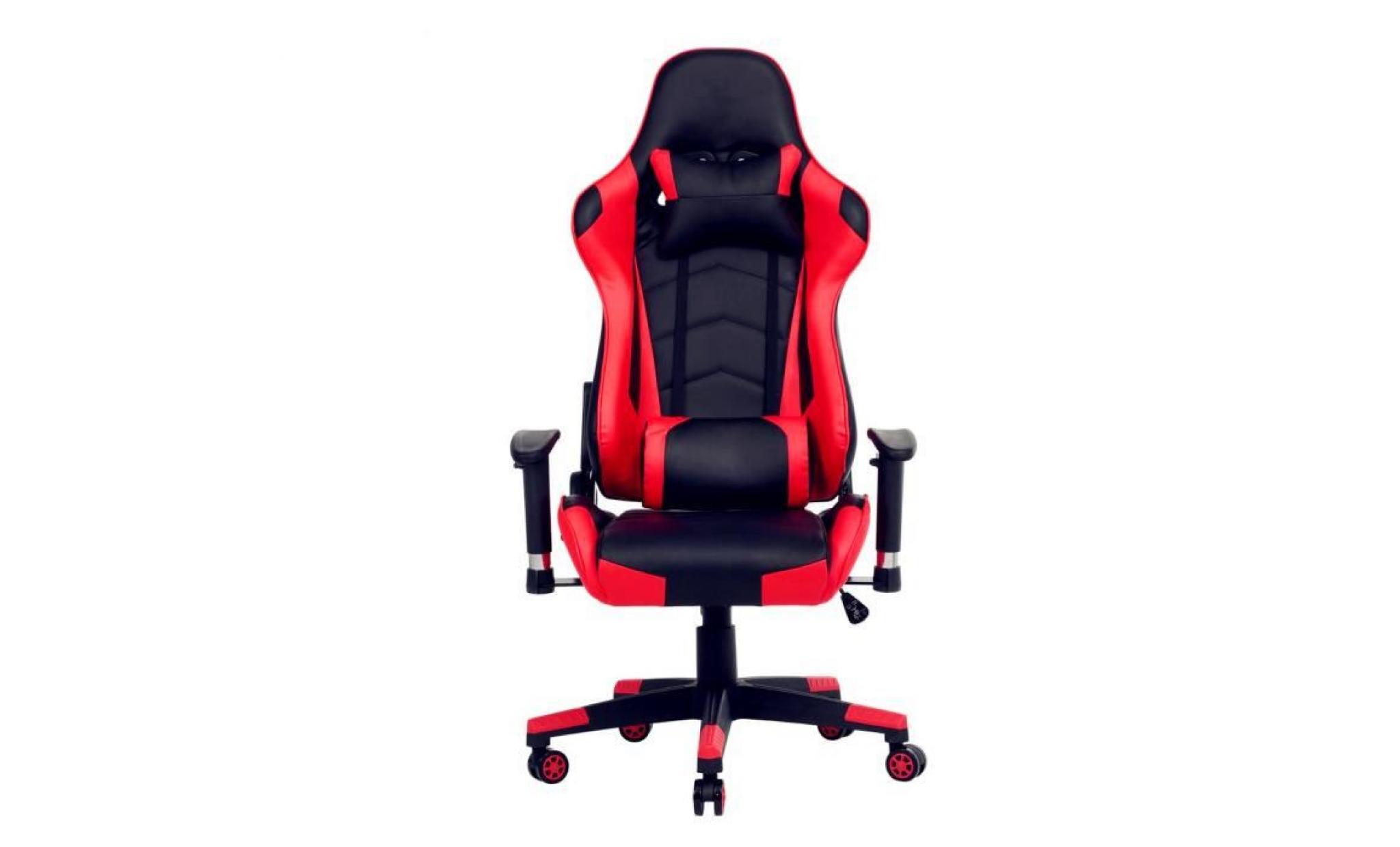 leshp® chaise gamer baquet   hauteur réglable  rouge