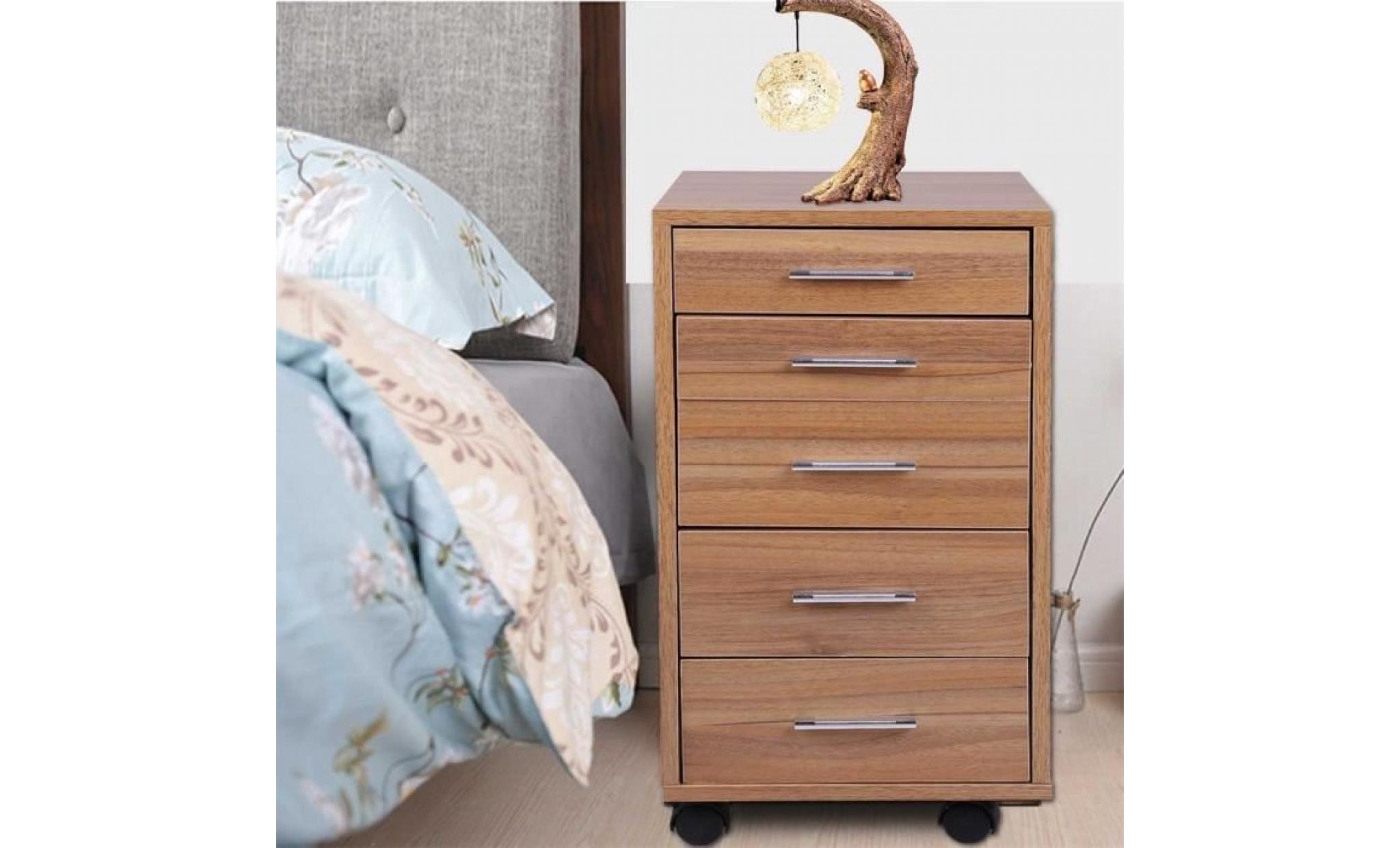 leshp® commode bois armoire meuble de rangement avec 5 tiroir