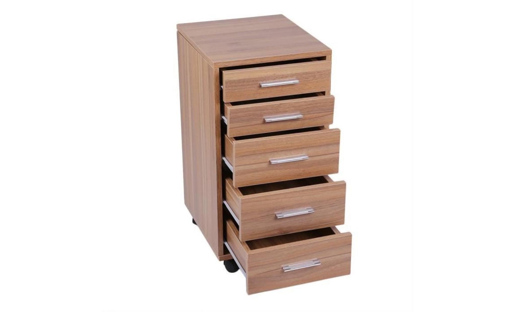 leshp® commode bois armoire meuble de rangement avec 5 tiroir pas cher