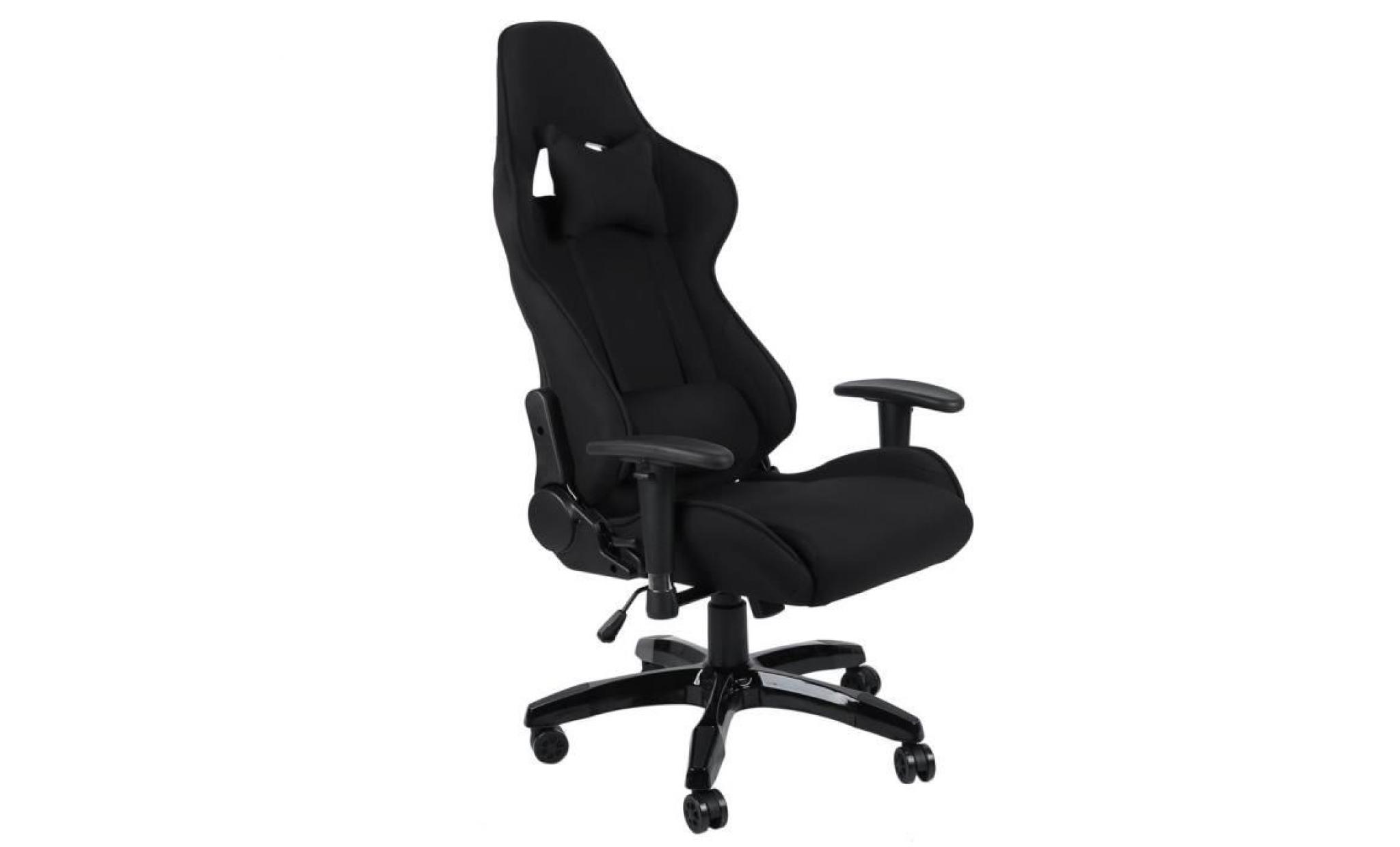 leshp® fauteuil de bureau en tissu respirant super confortable pivotant à 360 degrés noir pas cher