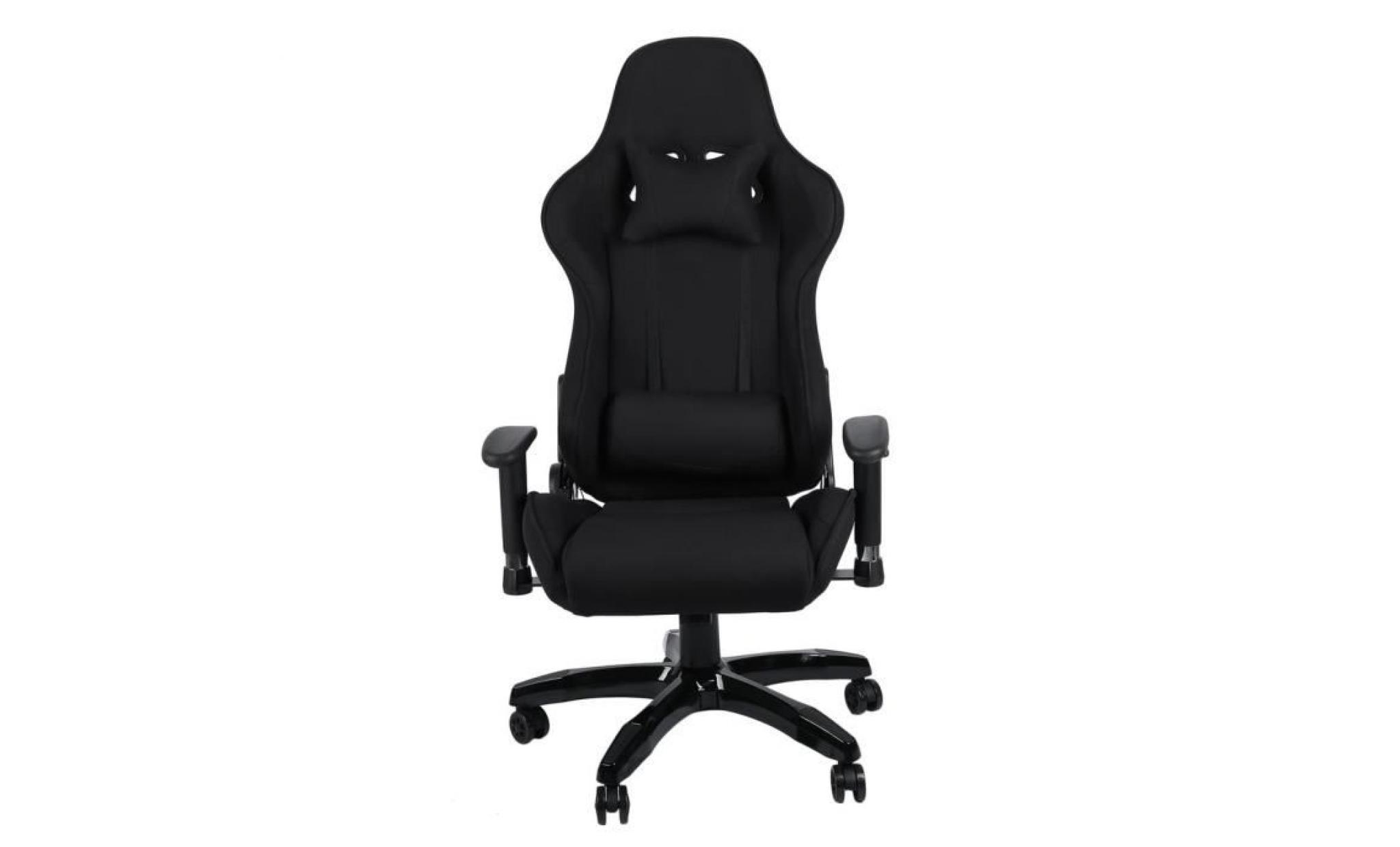 leshp® fauteuil de bureau façon siège baquet rallye en tissu noir