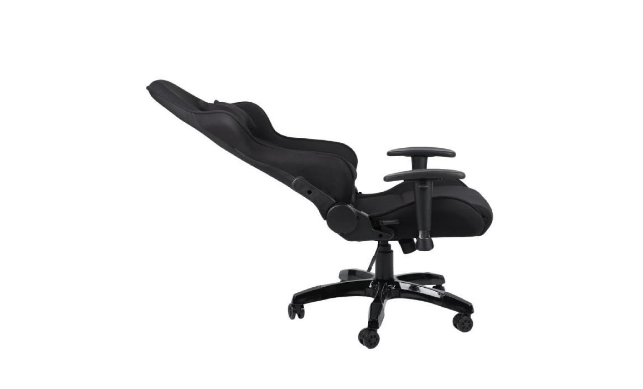 leshp® fauteuil de bureau façon siège baquet rallye en tissu noir pas cher