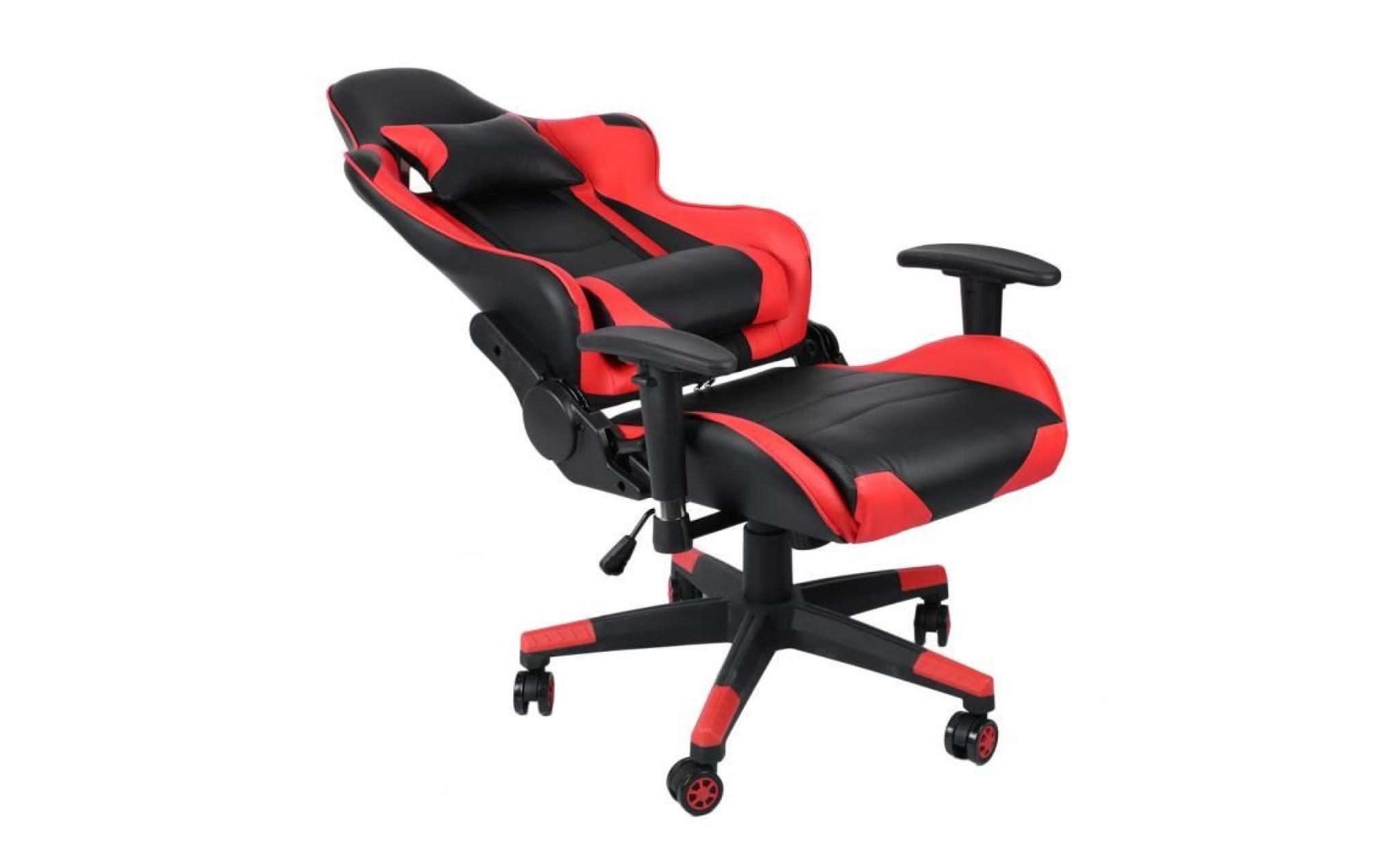 leshp® fauteuil gaming chaise de jeu course super confortable avec appui tête support lombaire hauteur réglable rotation de 360 pas cher
