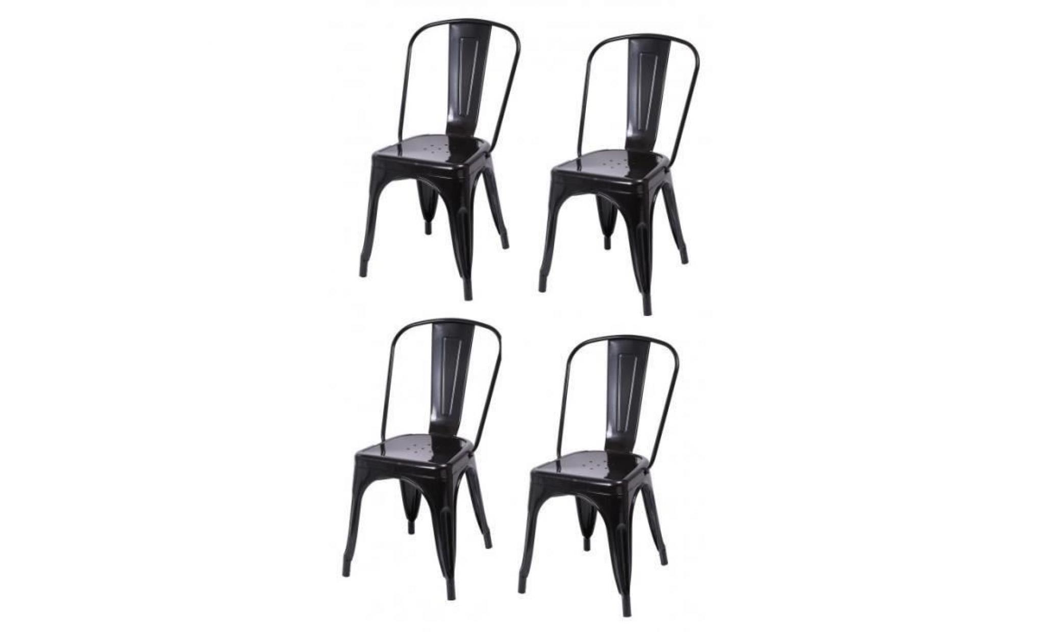 leshp® lot de 4 chaises de salle à manger    style industriel   métal noir   84.5*44.5cm