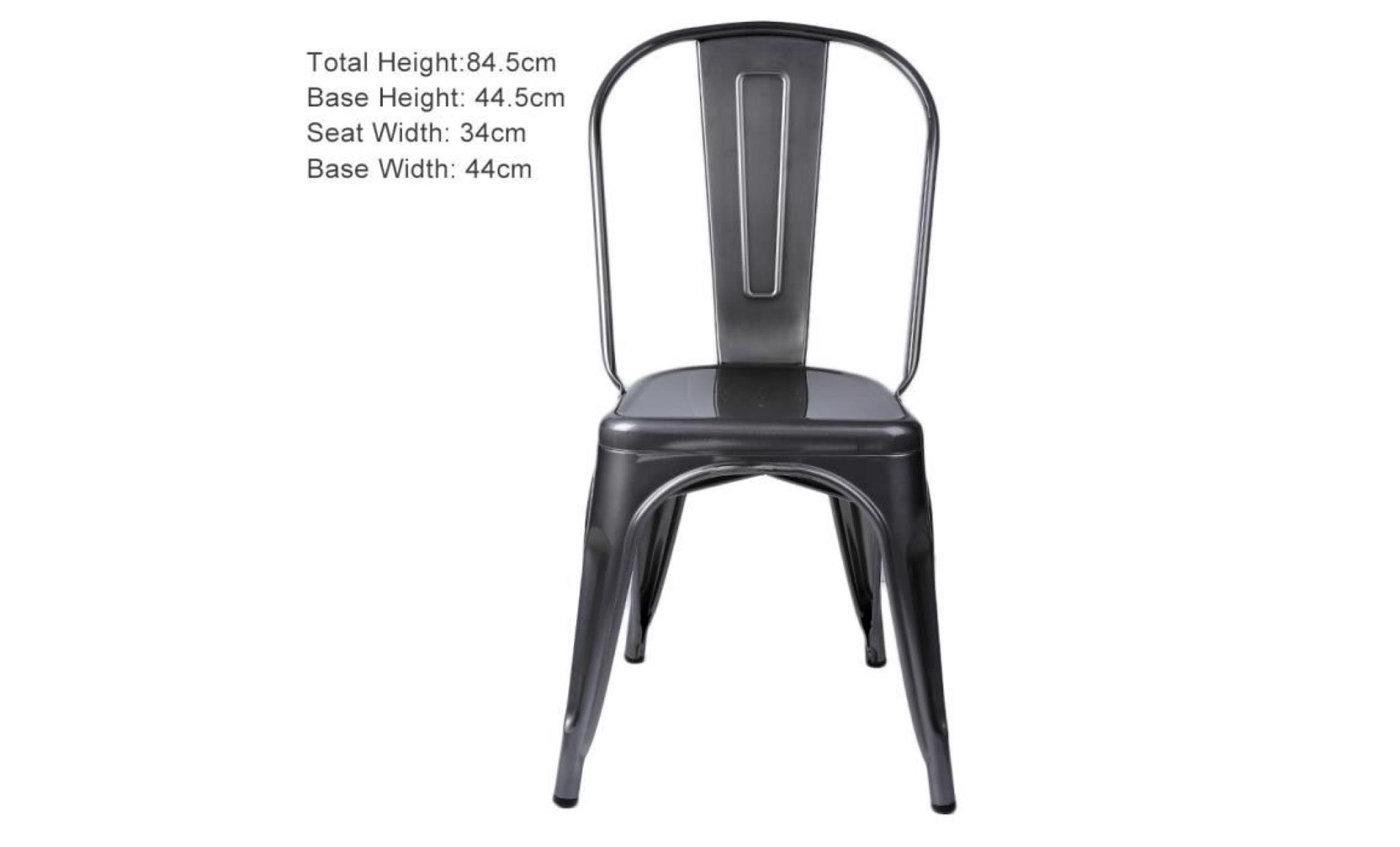 leshp® lot de 4 chaises de salle à manger    style industriel   métal noir   84.5*44.5cm pas cher