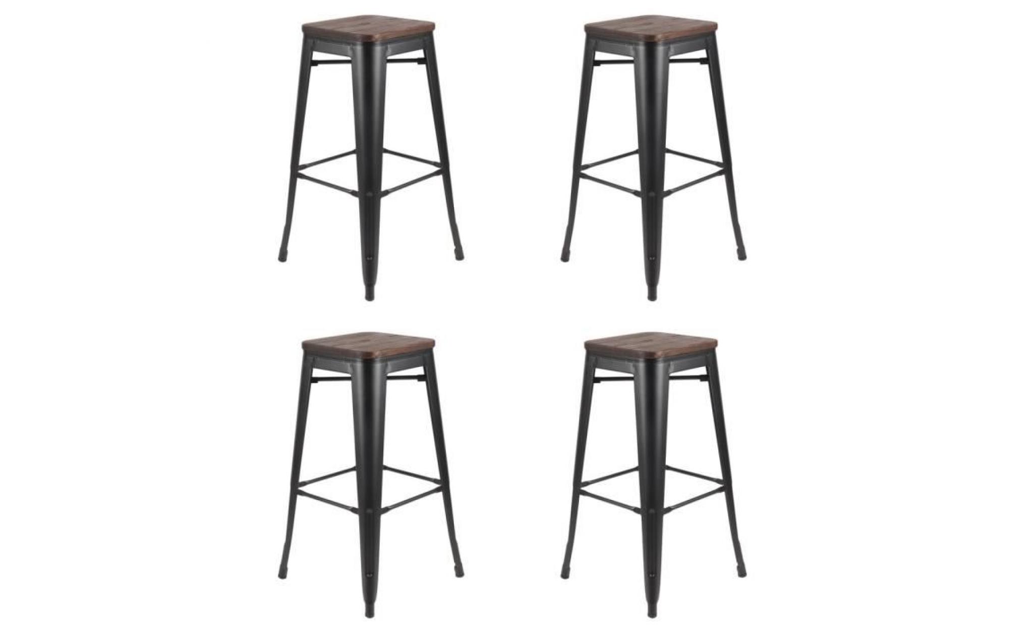 leshp® lot de 4 tabourets de bar industriel style chaise en métal     30.5 * 30.5 * 76cm