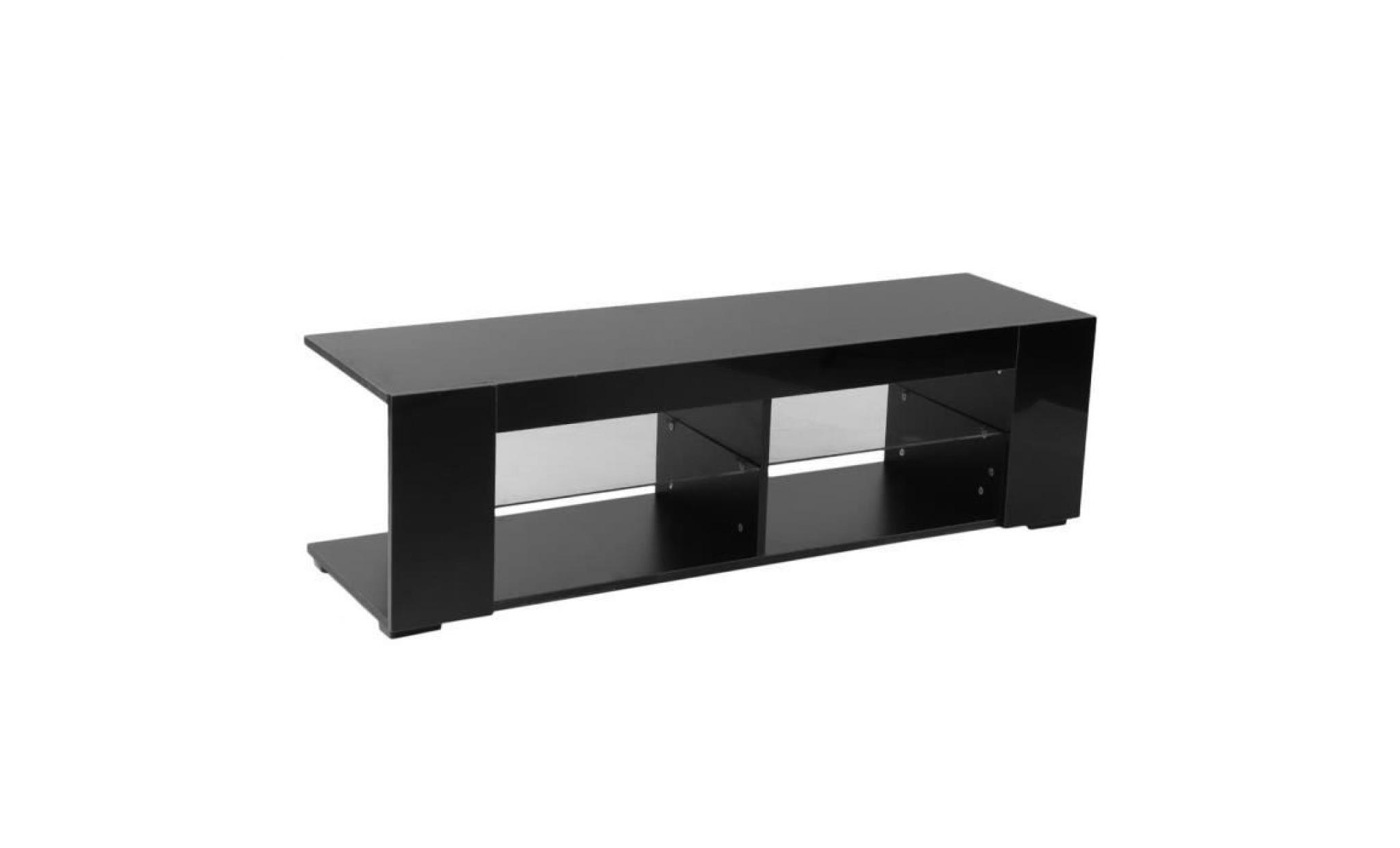 leshp® meuble tv contemporain en bois décor   134*39*41cm   noir pas cher
