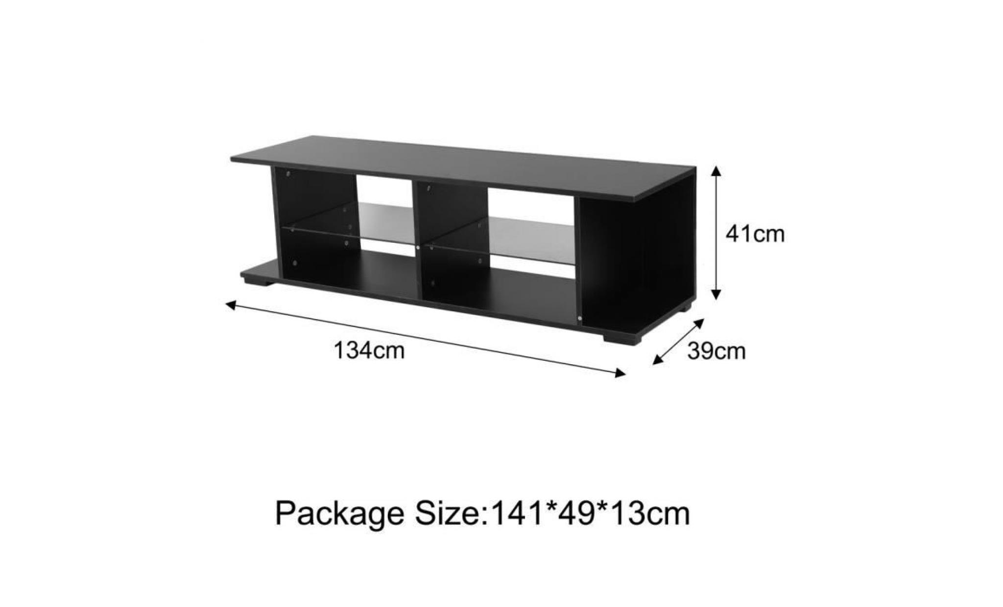 leshp® meuble tv led commode moderne    noir laqué brillant   134x39x41 cm pas cher