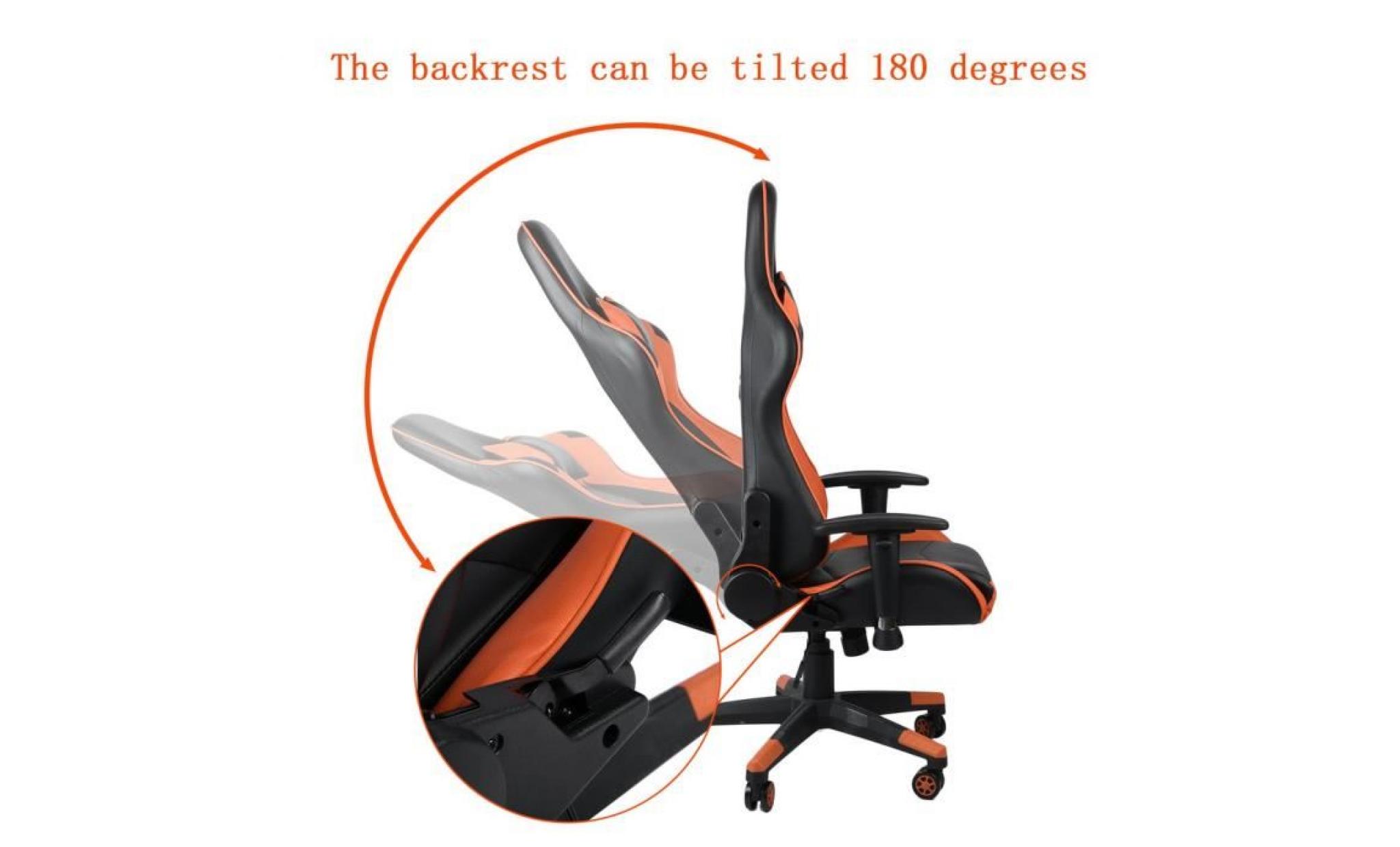 leshp® nouveau chaise de bureau, fauteuil de bureau racing sport noir rouge  hauteur réglable   pivotante pas cher