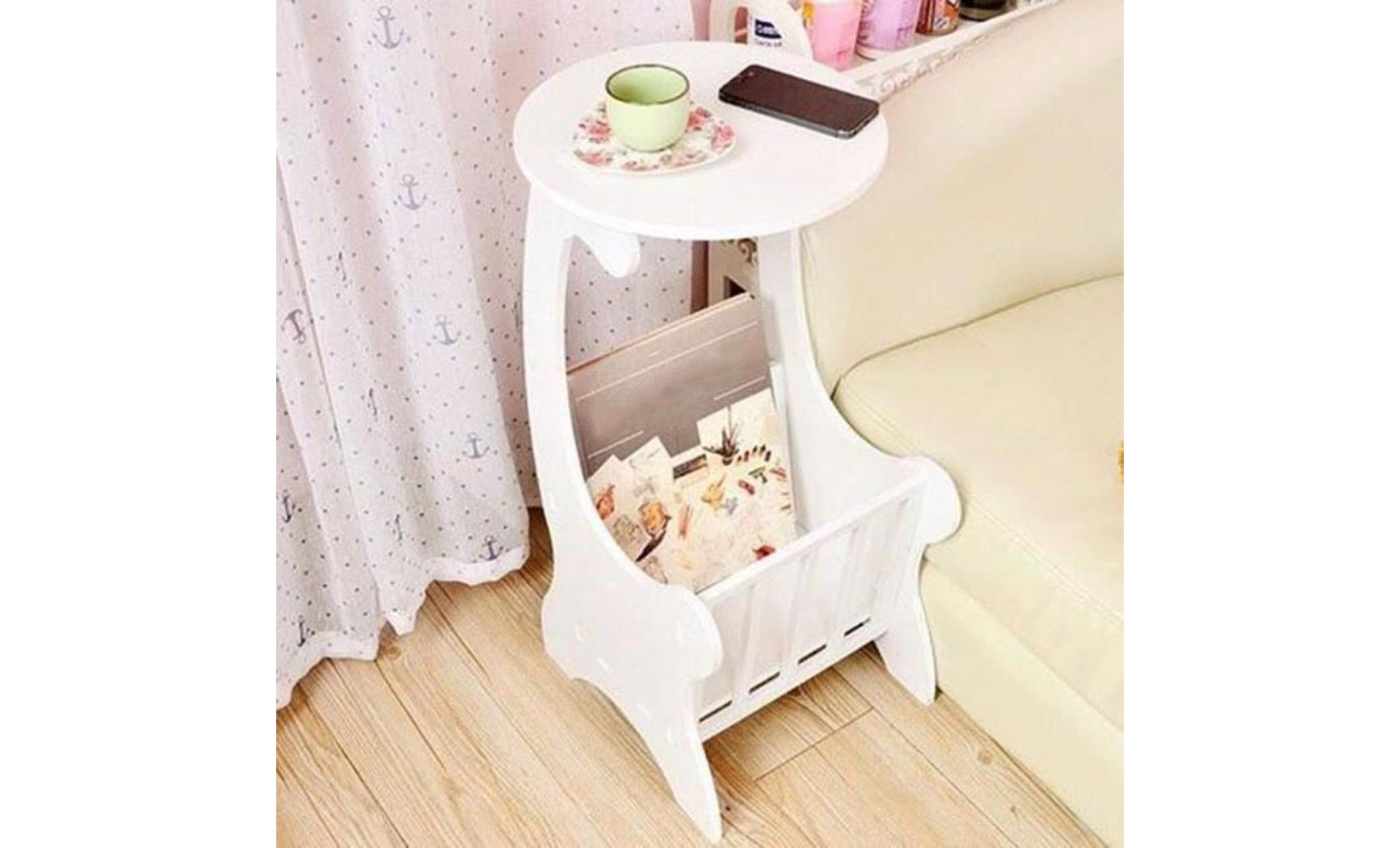 leshp® table basse ronde panier pratique magazine fleur rack canapé lampe à thé stand salon chambre décoration