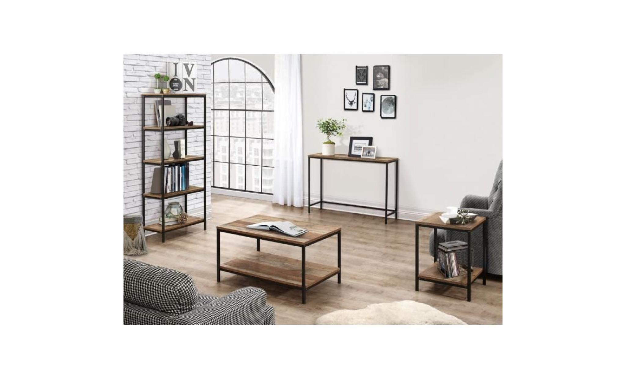 leshp®table console meuble rectangulaire en bois  style contemporain   l105cm pas cher