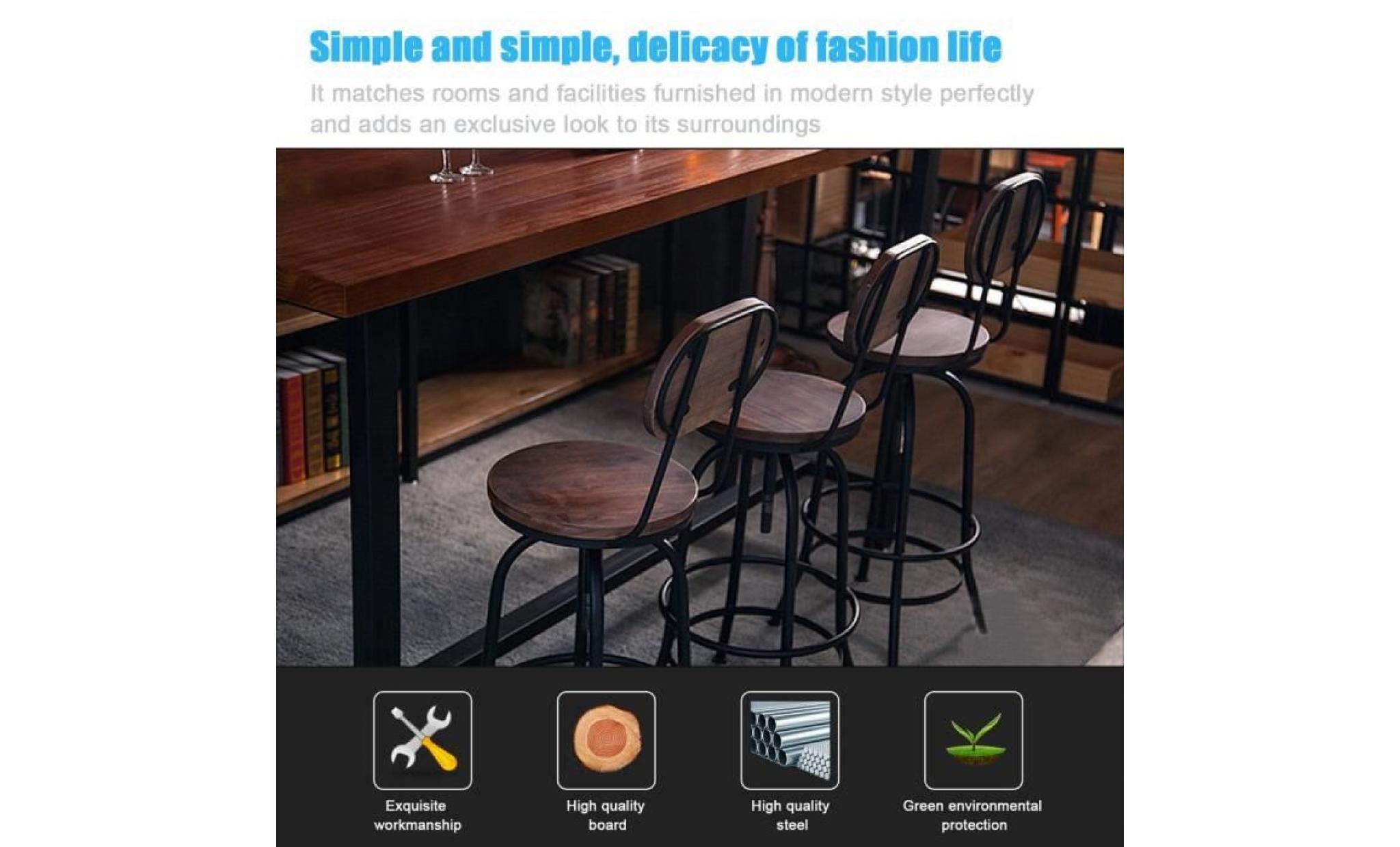 leshp® tabouret de salle à manger solide   chaise moderne réglable tabouret de bar robuste